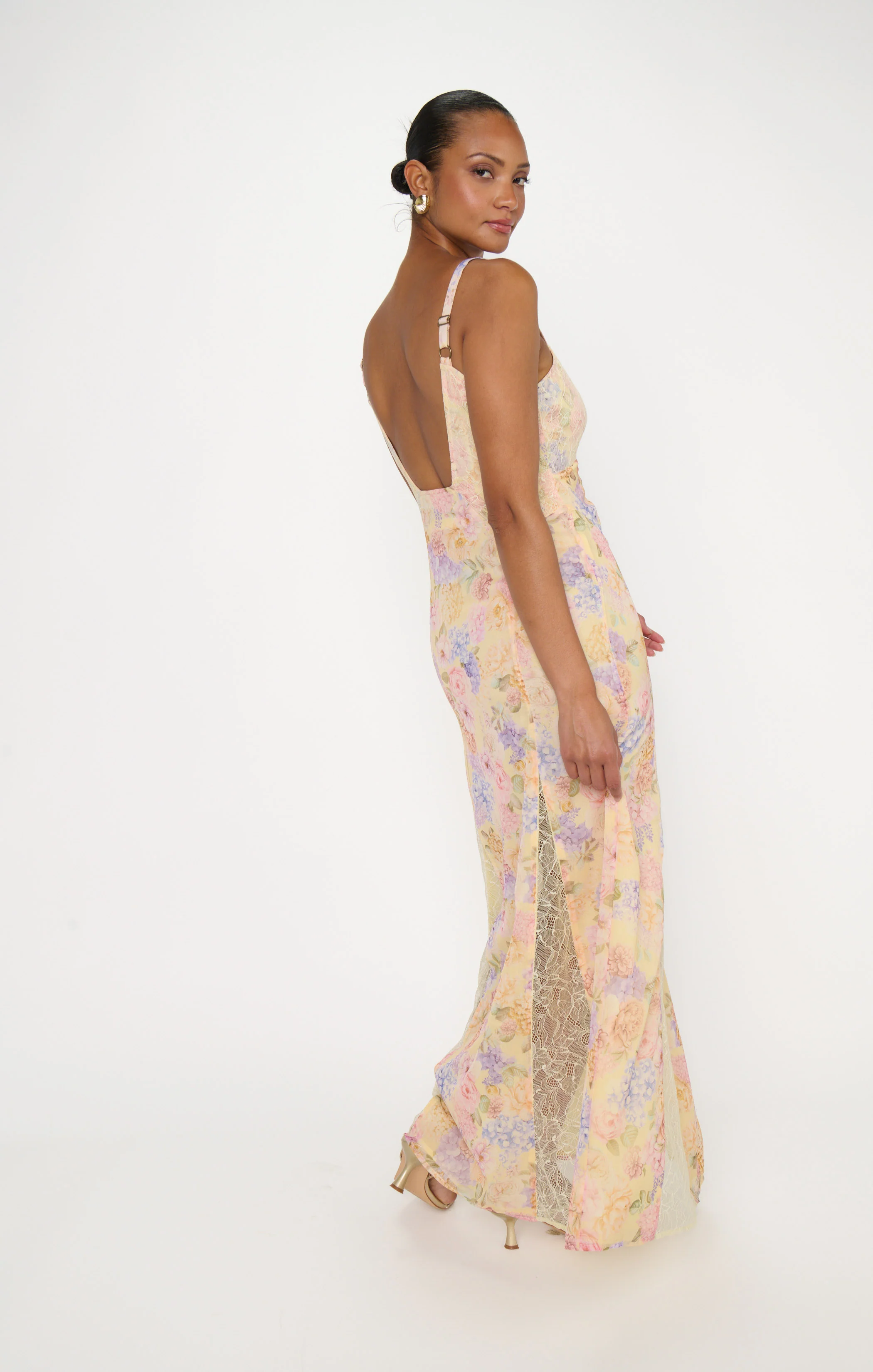 Amber Maxi Dress ~ Pale Yellow Blooms