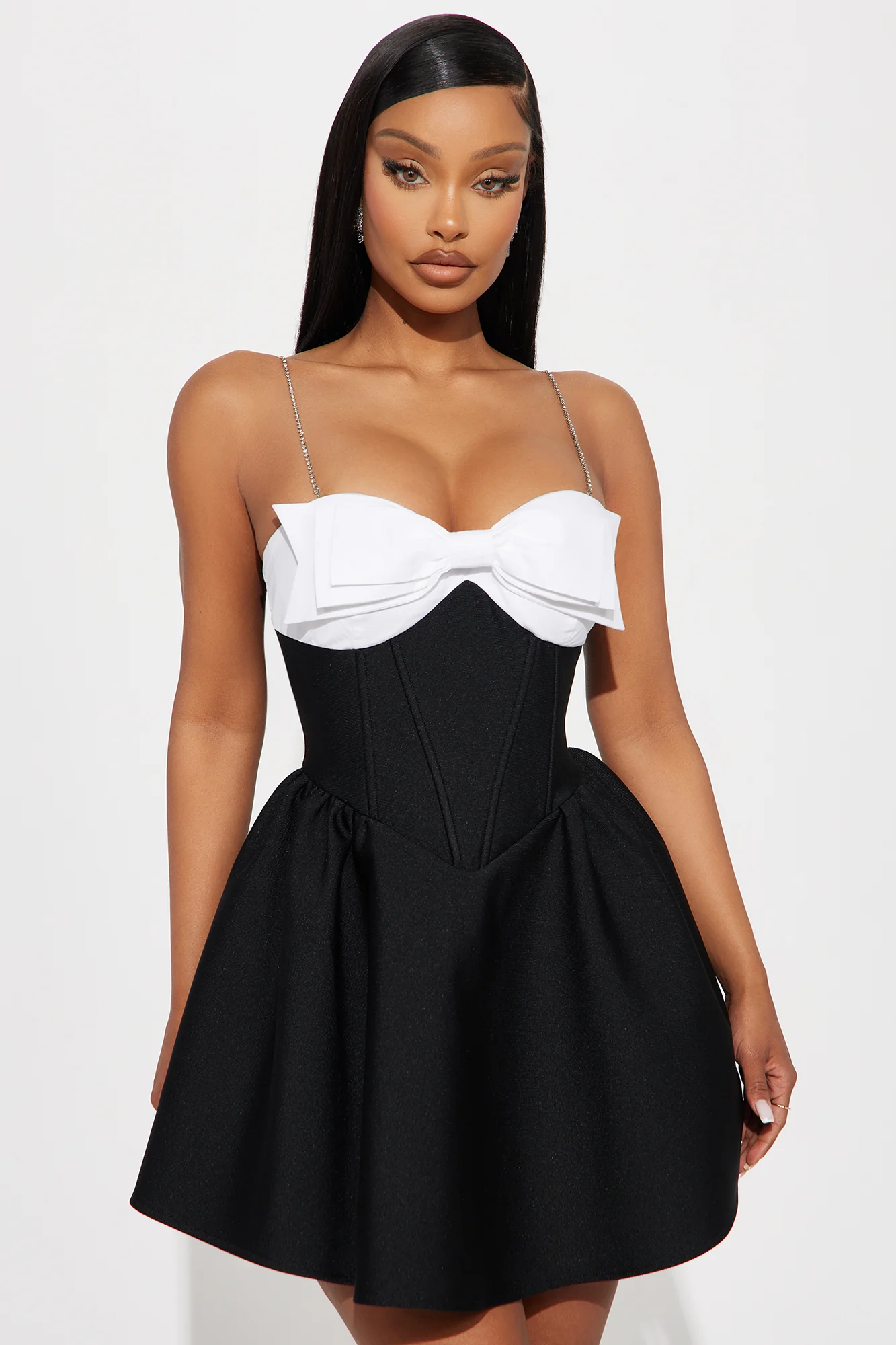 Old Hollywood Bandage Mini Dress - Black/White