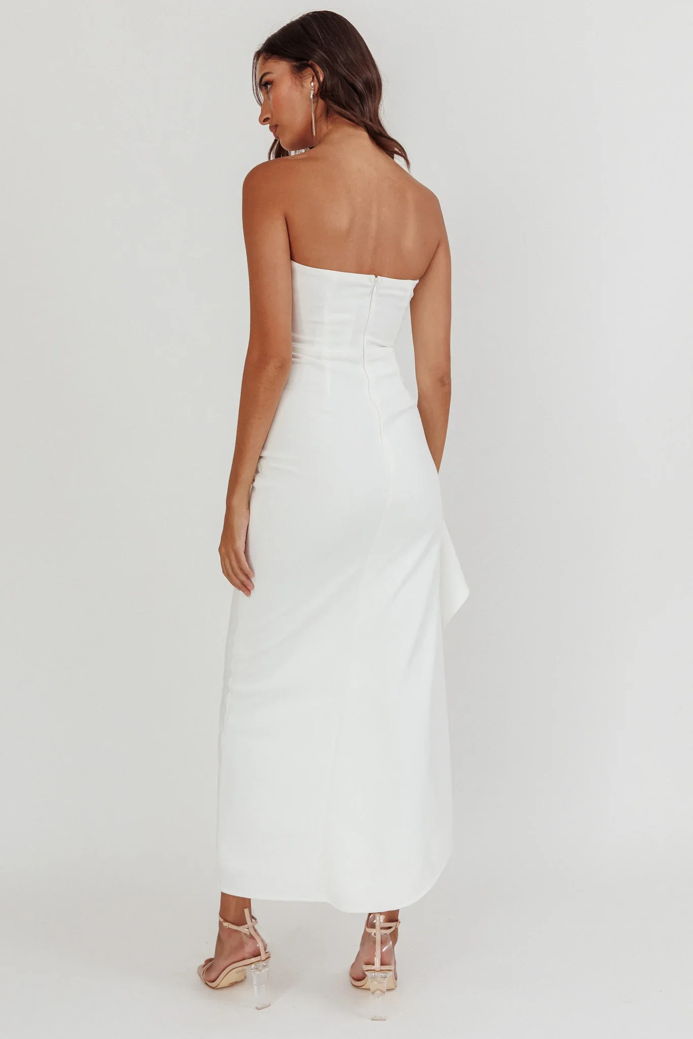 Cha Cha Strapless Thigh Split Dress White