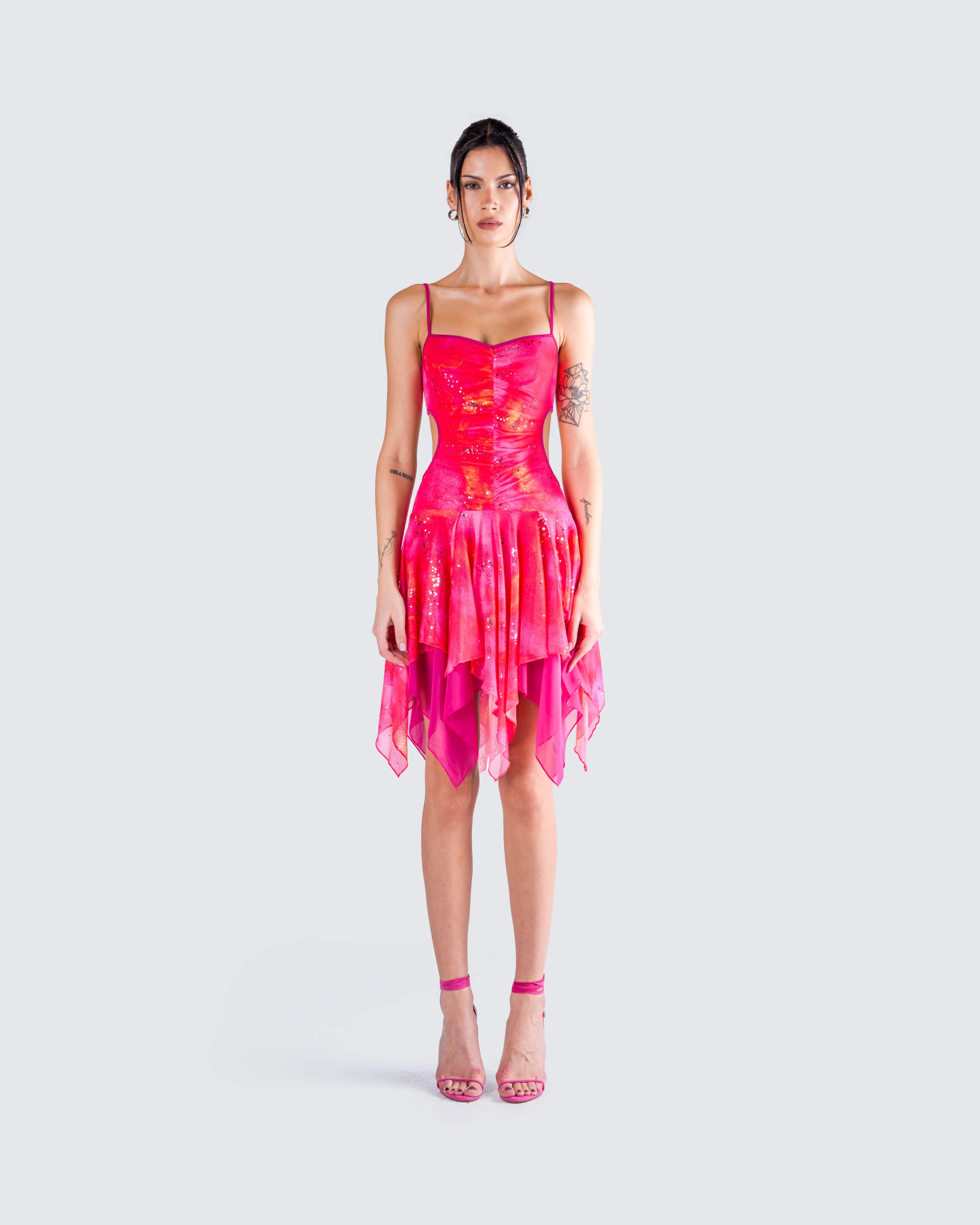 Alejandra Pink Handkerchief Dress
