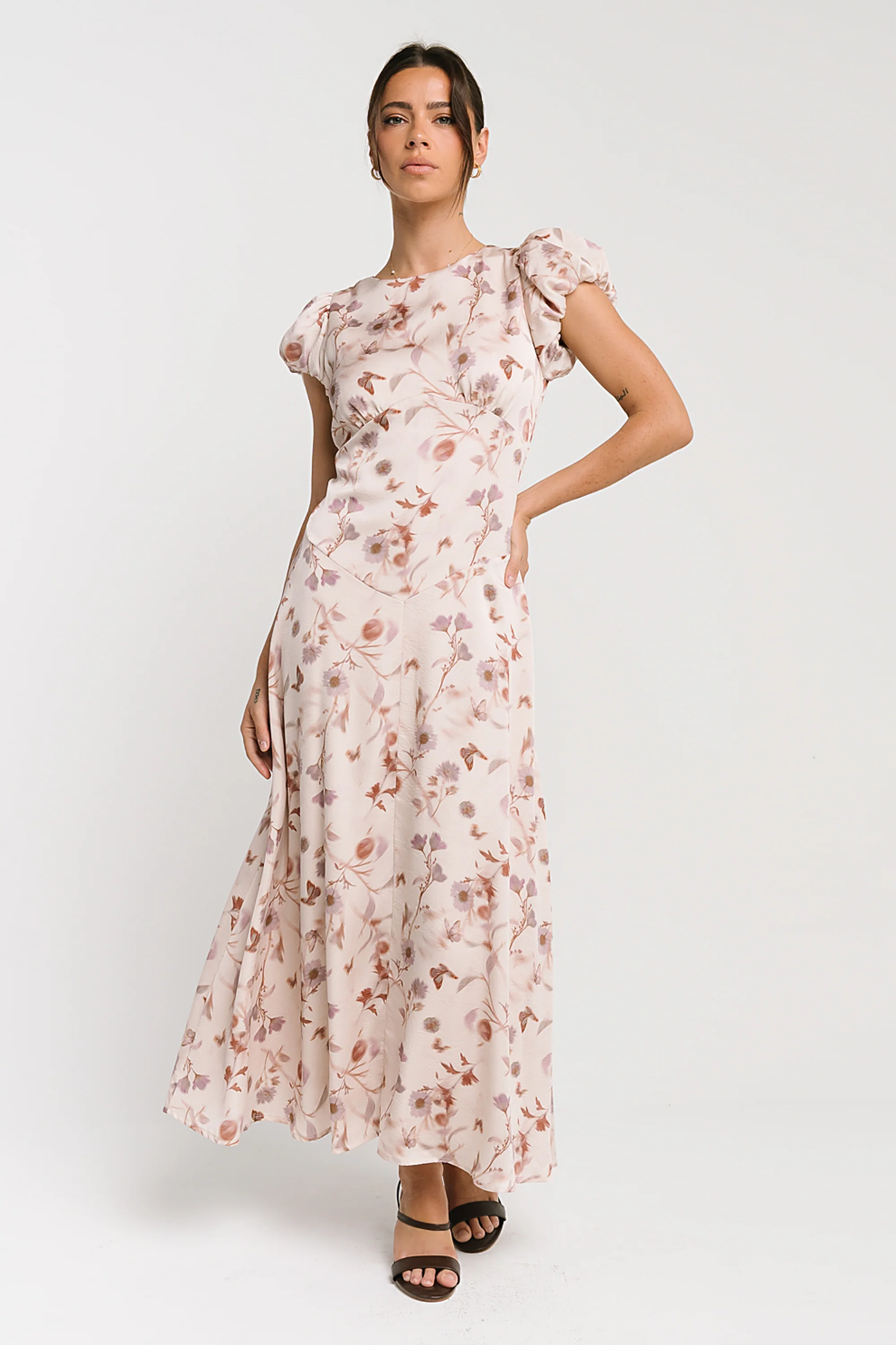 Savannah Floral Midi Dress in Pink