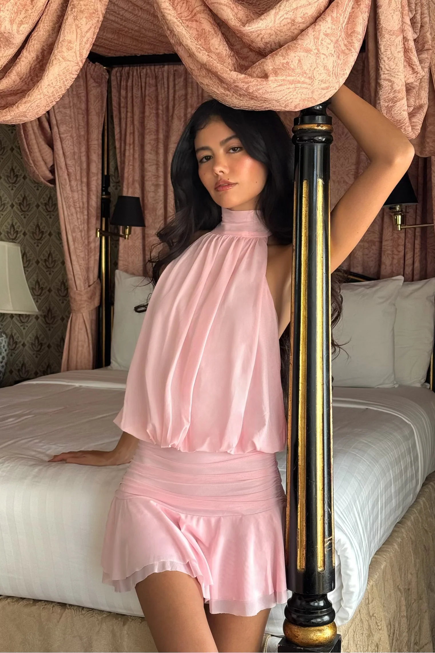 Flouncy Mesh Mini Dress