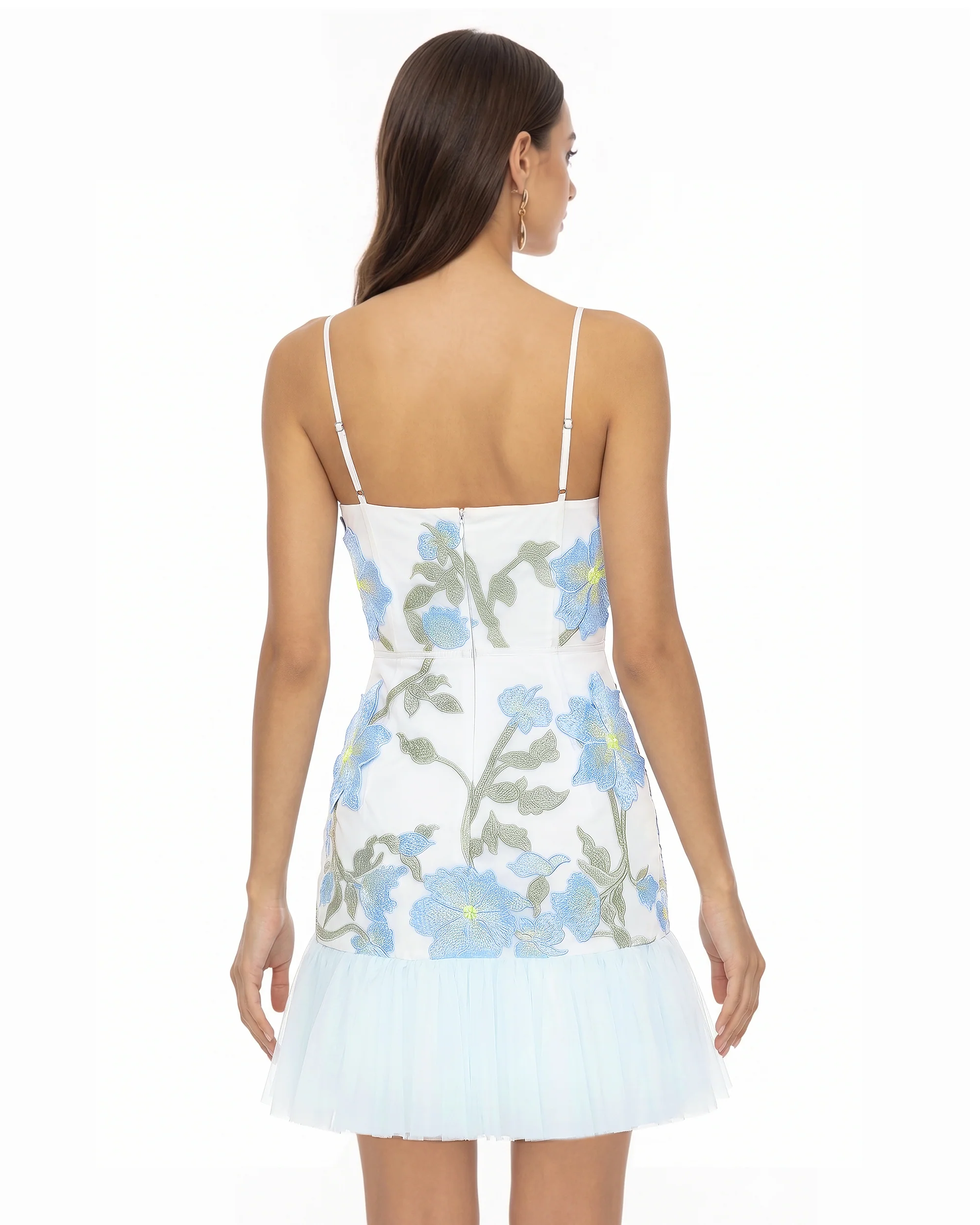 Floral Sling Mini Dress - Baby Blue - FASHION NOB