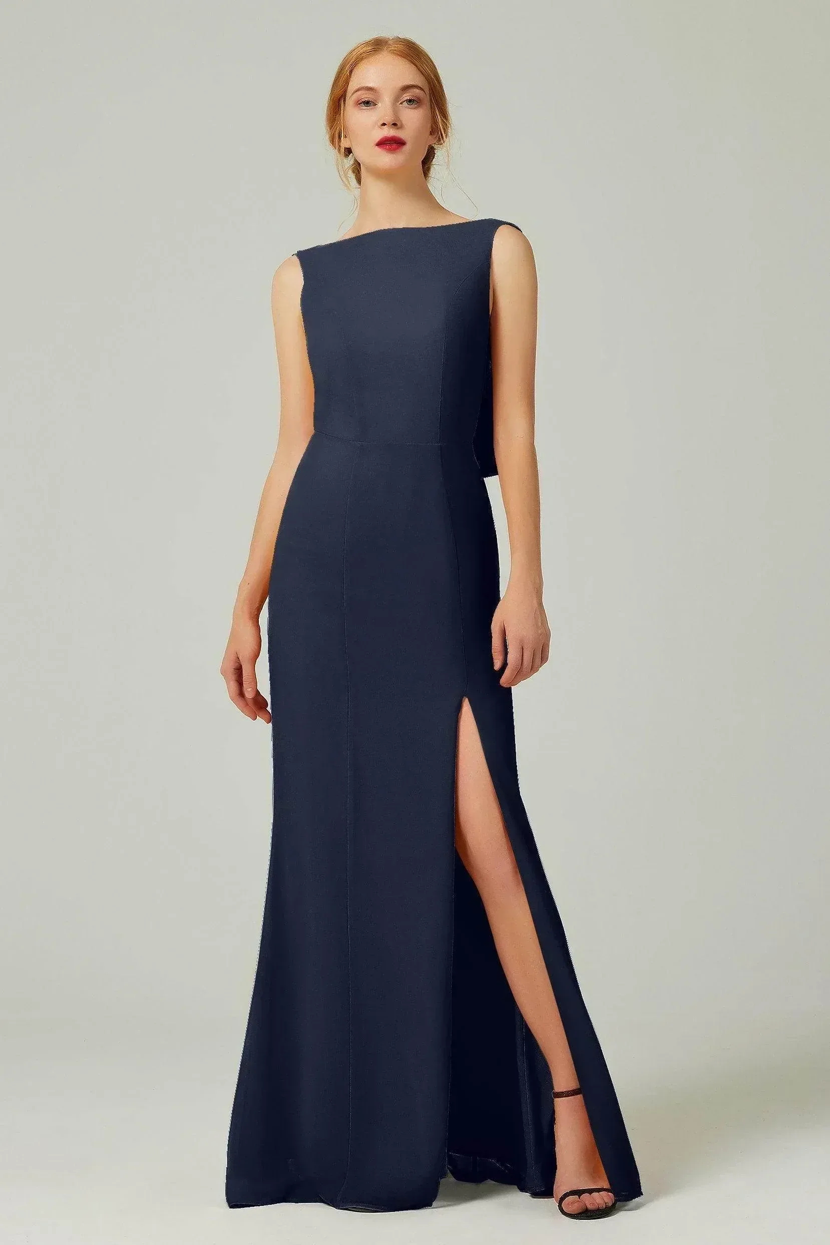 Sheath-Column Sweep-Brush Chiffon Bridesmaid Dress Formal Dresses CB0310