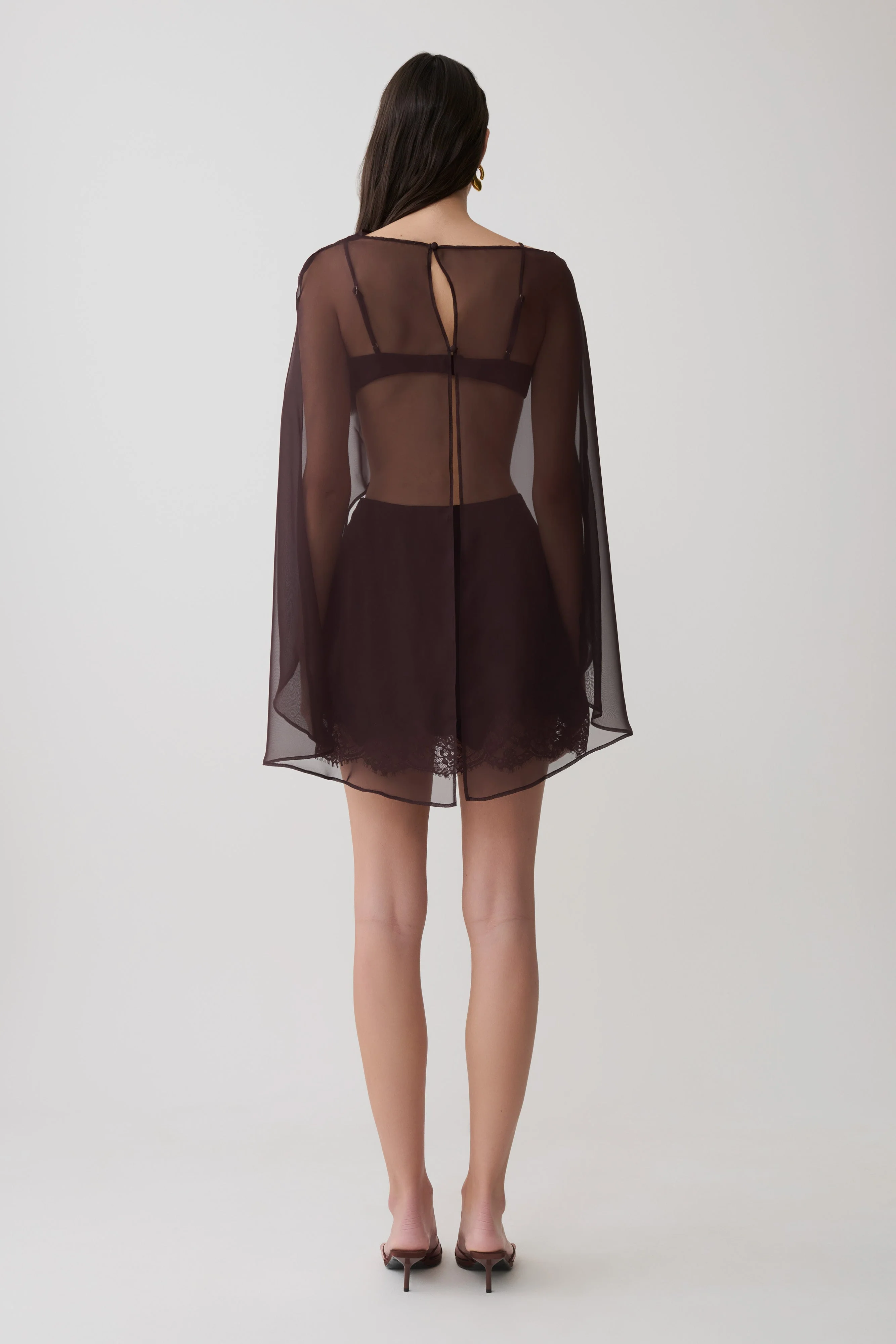 Nina Lace And Satin Mini Skirt - Chocolate