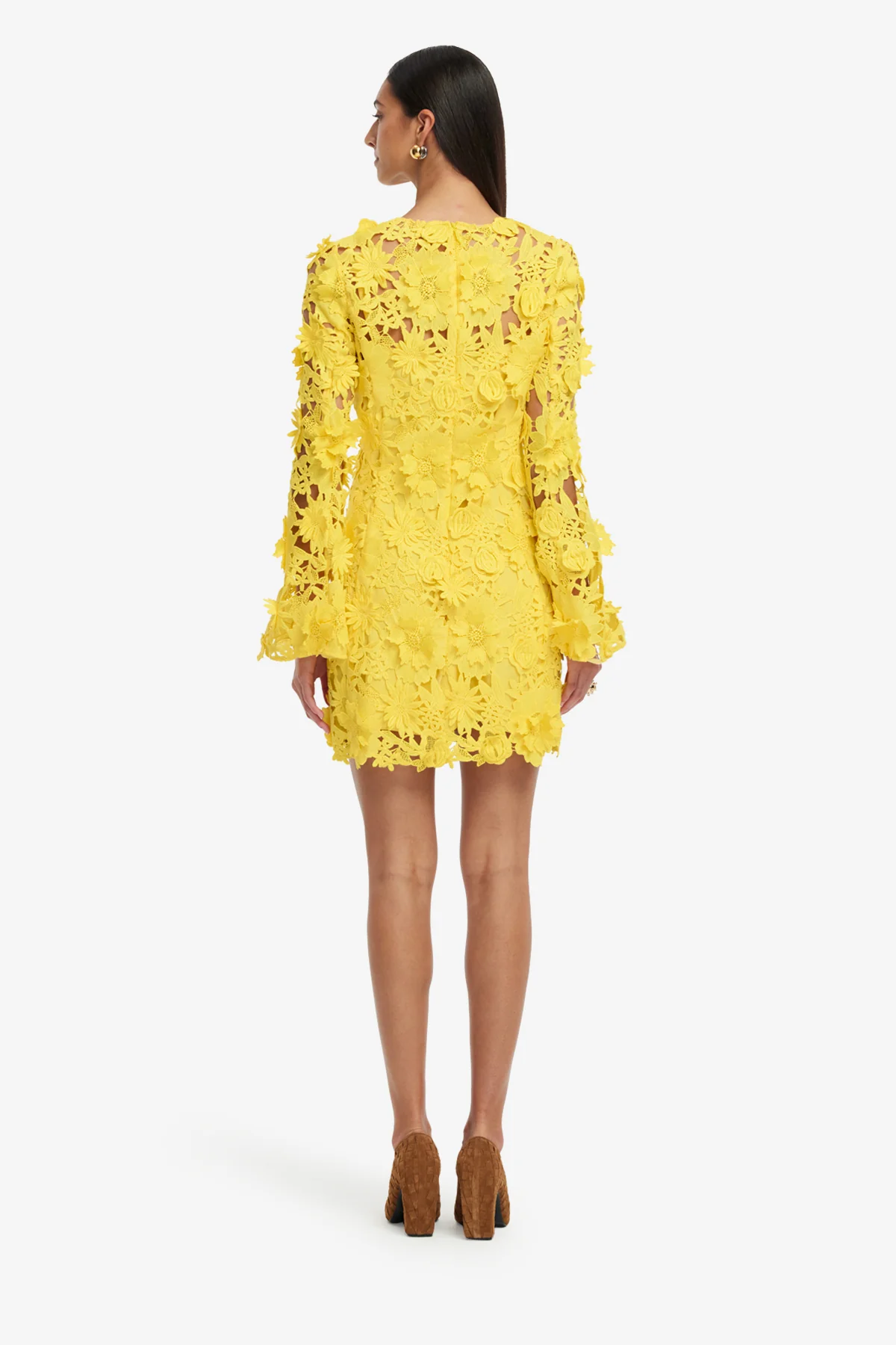 Suzanne Lace Bell Sleeve Mini Dress - Sunshine