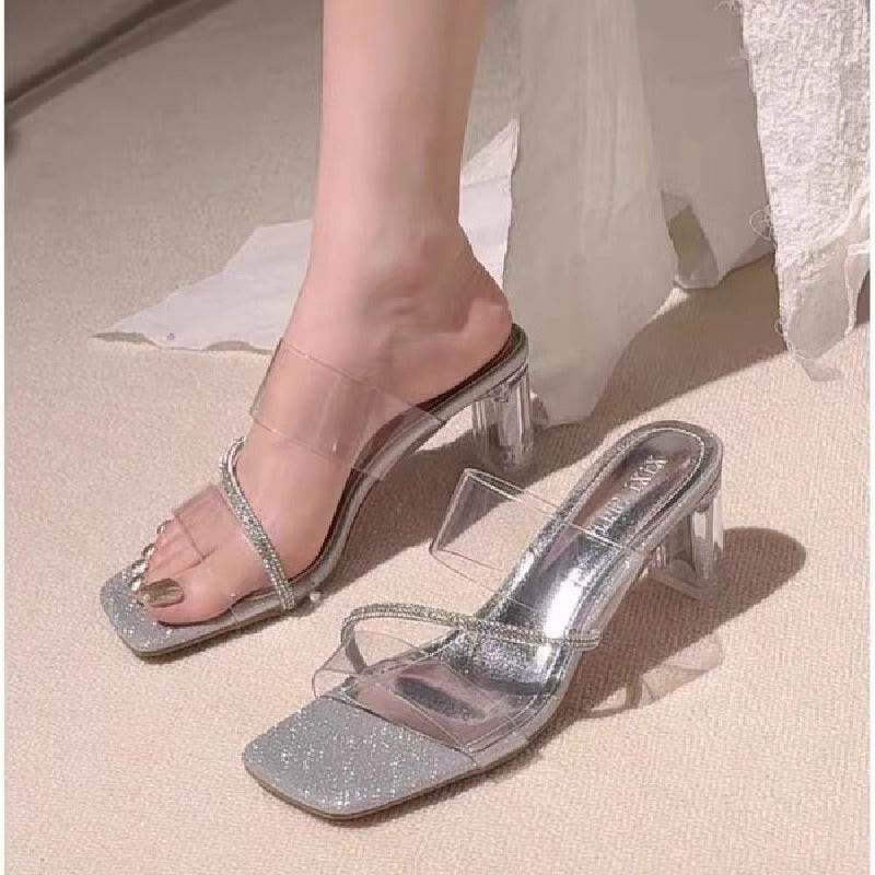 Chunky-heeled transparent sandals 935700981780
