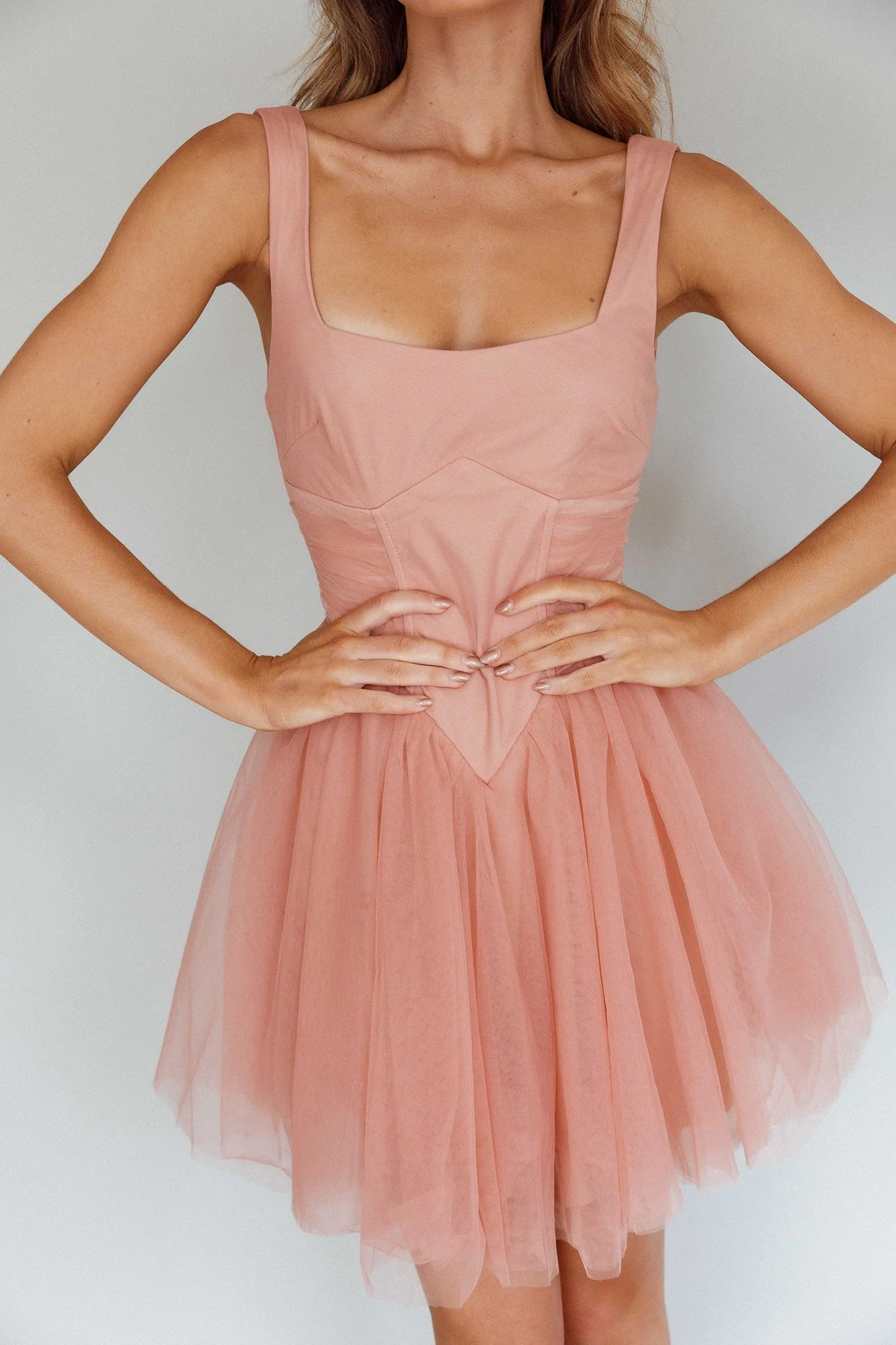 La Ballerine Layered Mesh Mini Dress Lipstick - luluinthesky