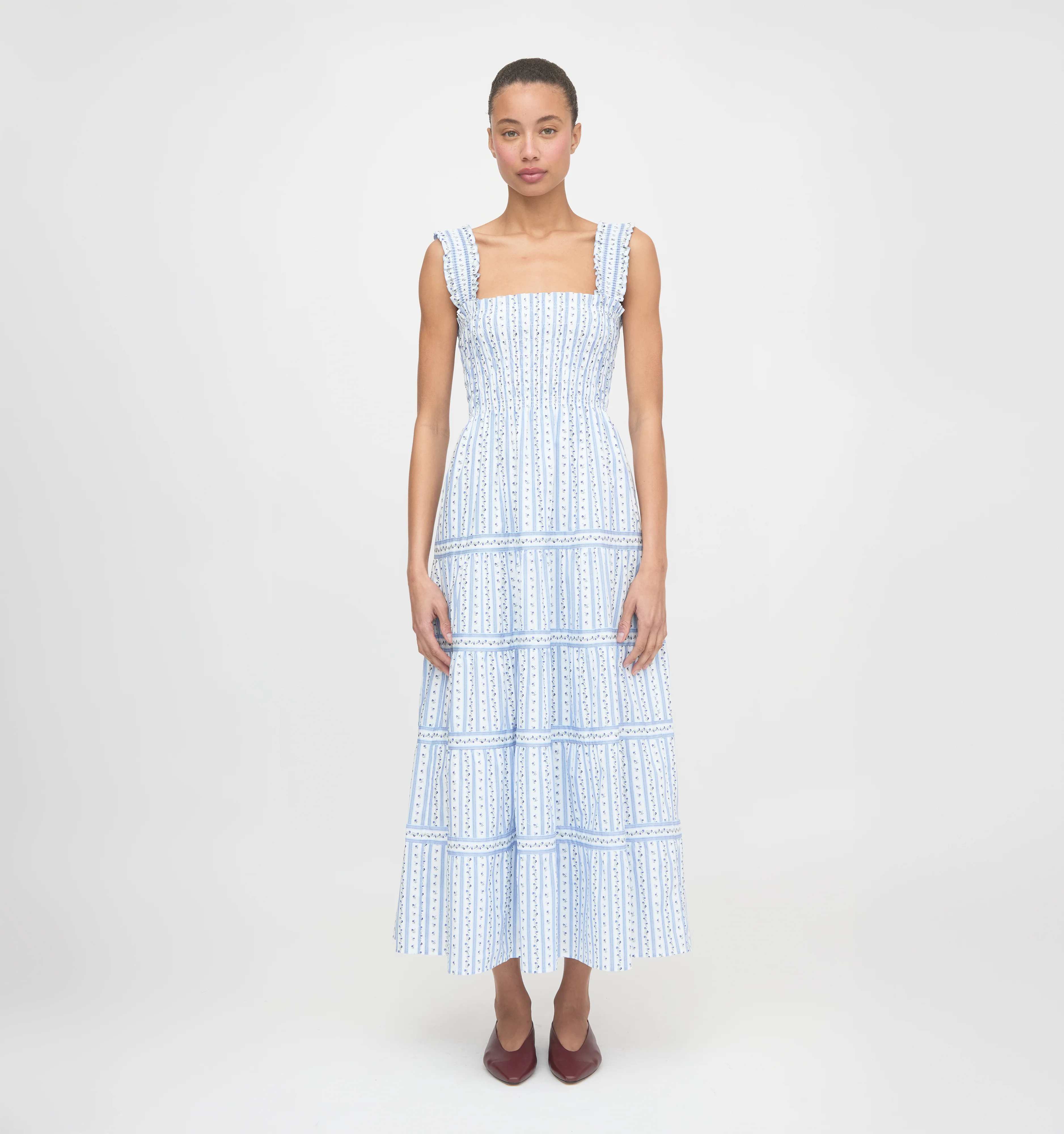 The Kimmy Maxi Nap Dress - Blue Petal Stripe