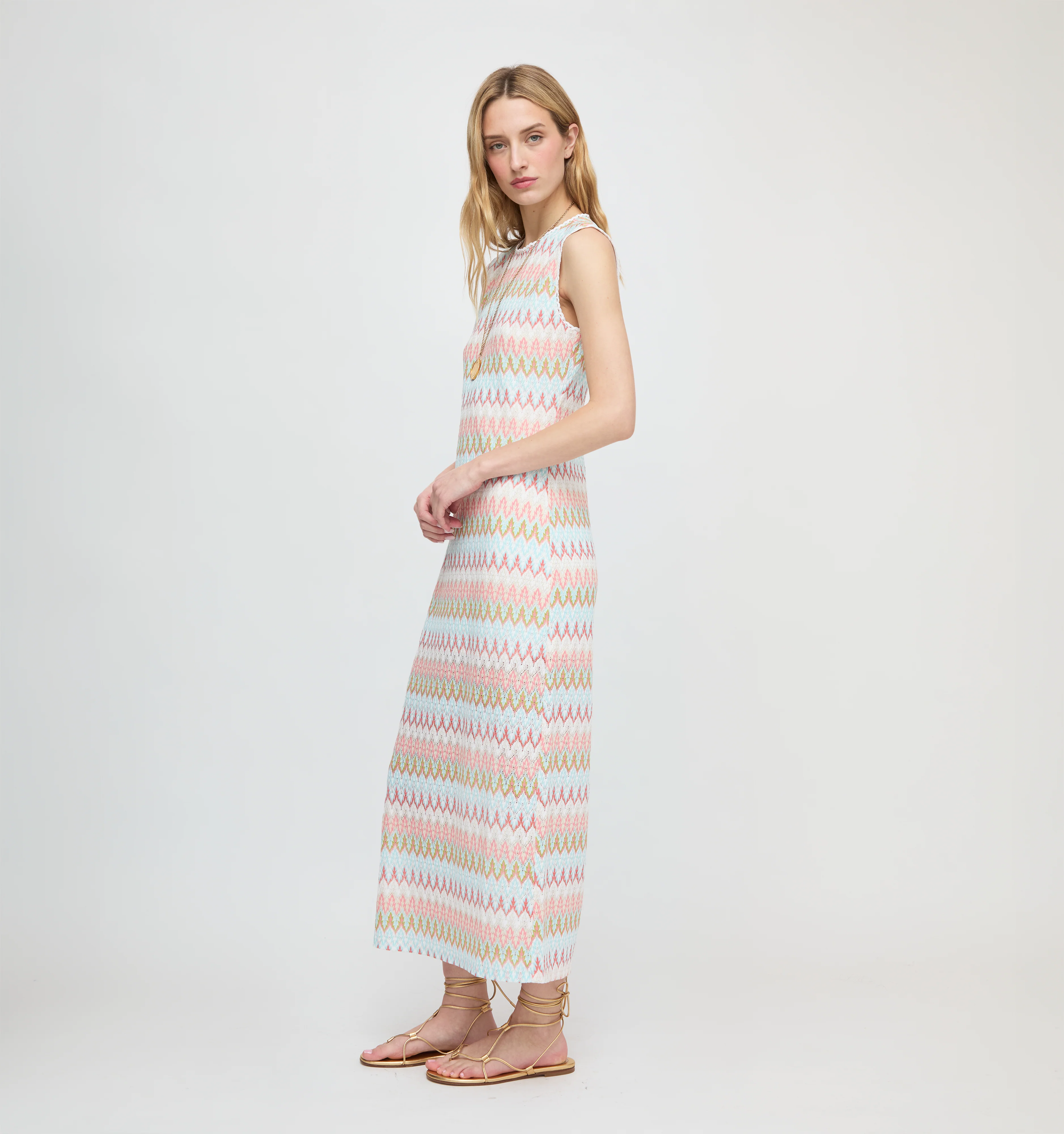 The Taytum Dress - White Multi Smooth Shimmer Knit