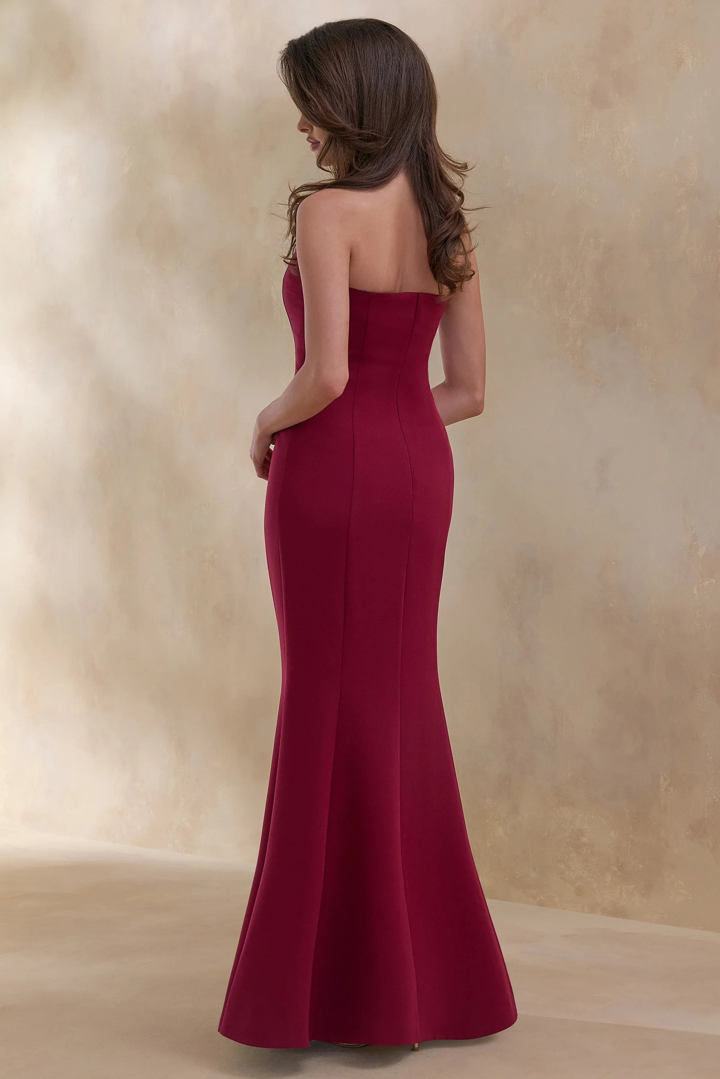 Aylana | Burgundy Bandeau Maxi Dress With Embellished Detail