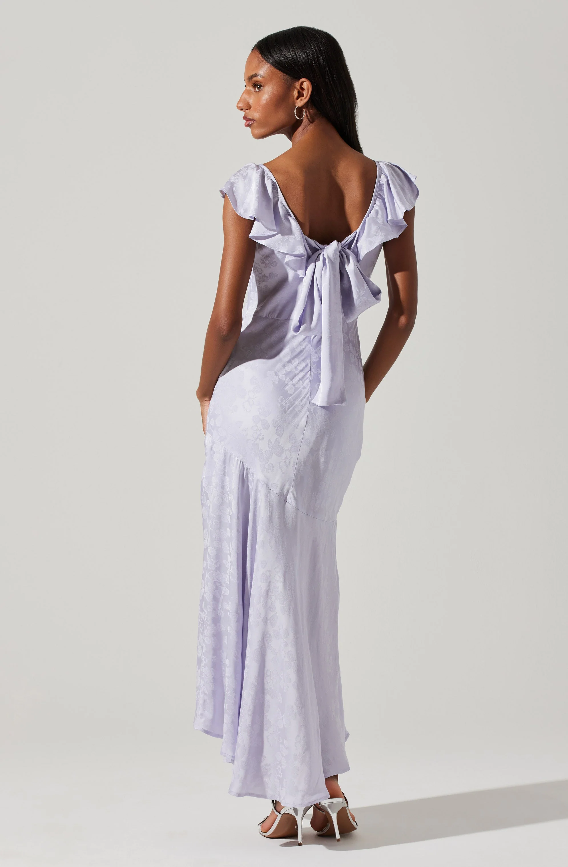 Freesia Jacquard Print Ruffle Midi Dress