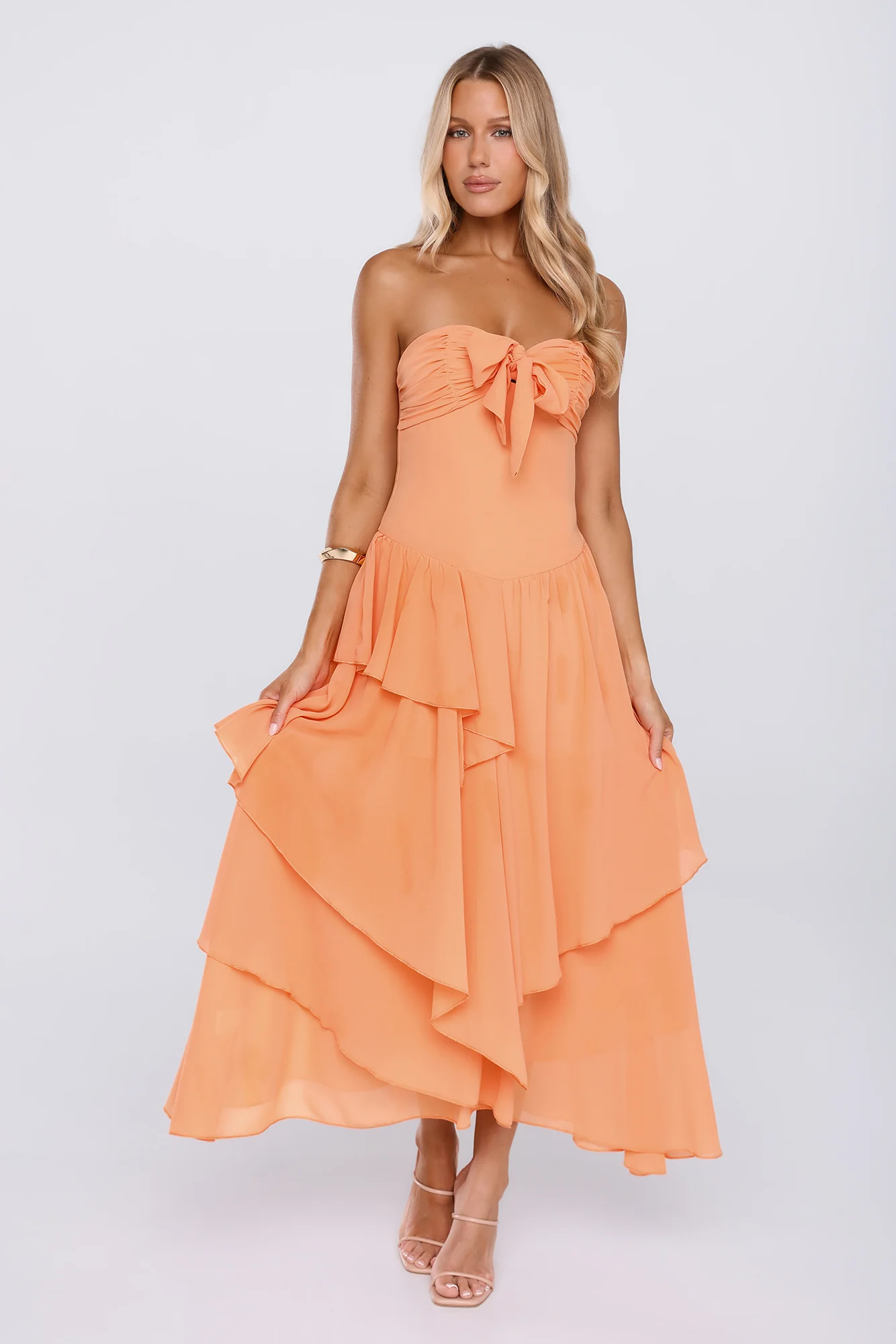 Made To Shine Strapless Maxi Dress Orange