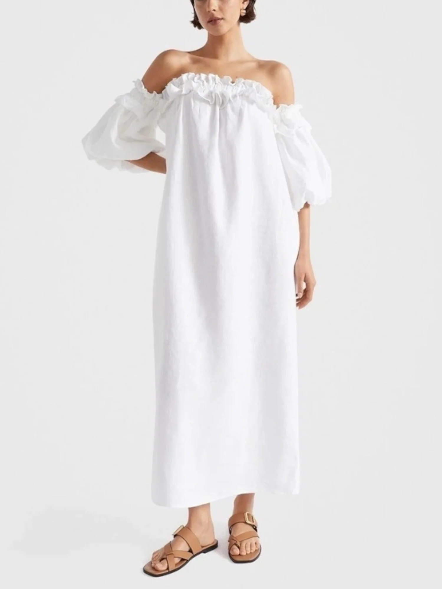 Off-Shoulder Ruffled Boho Maxi Dress