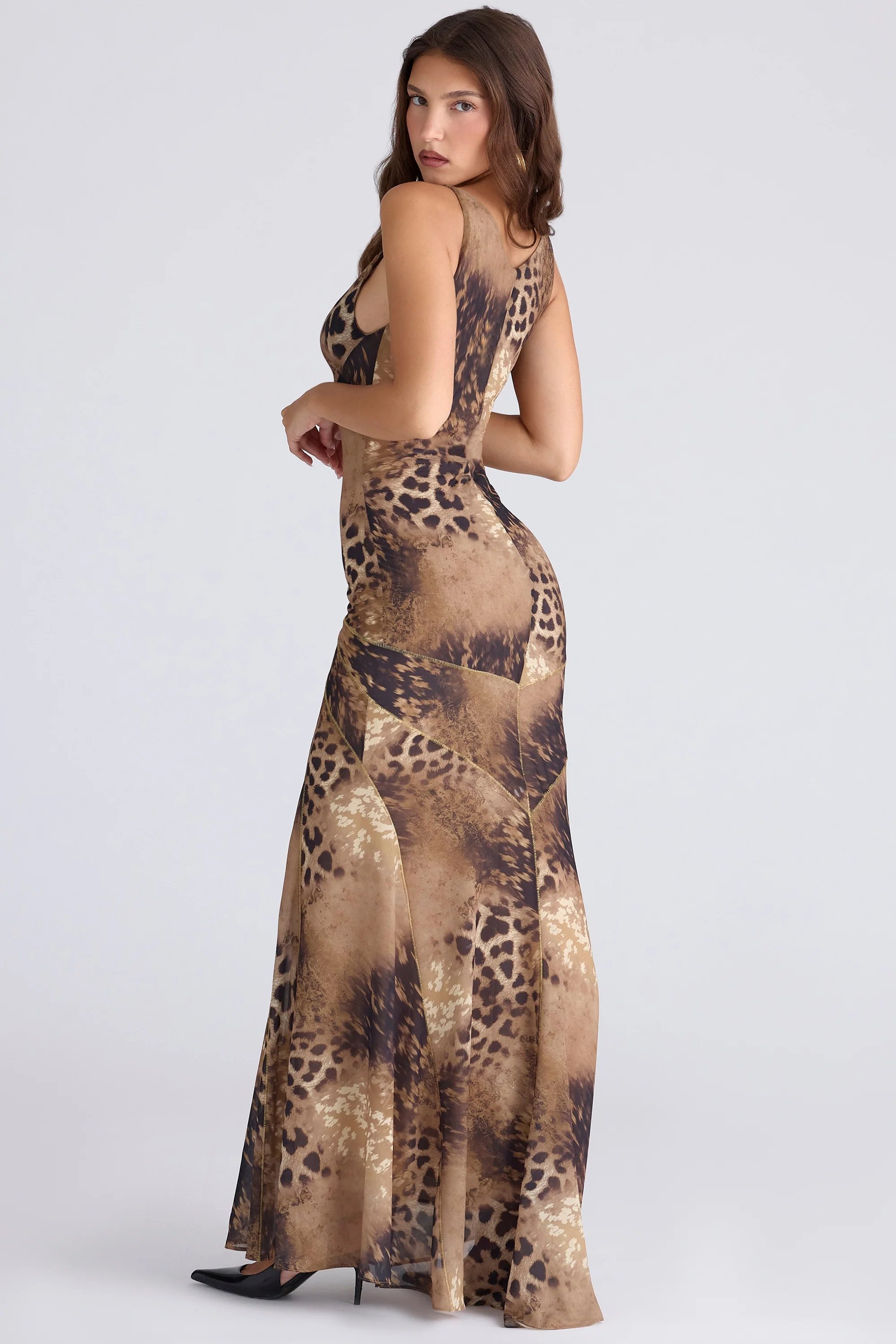 Leopard Print Georgette Panelled Maxi Dress - Limited Edition