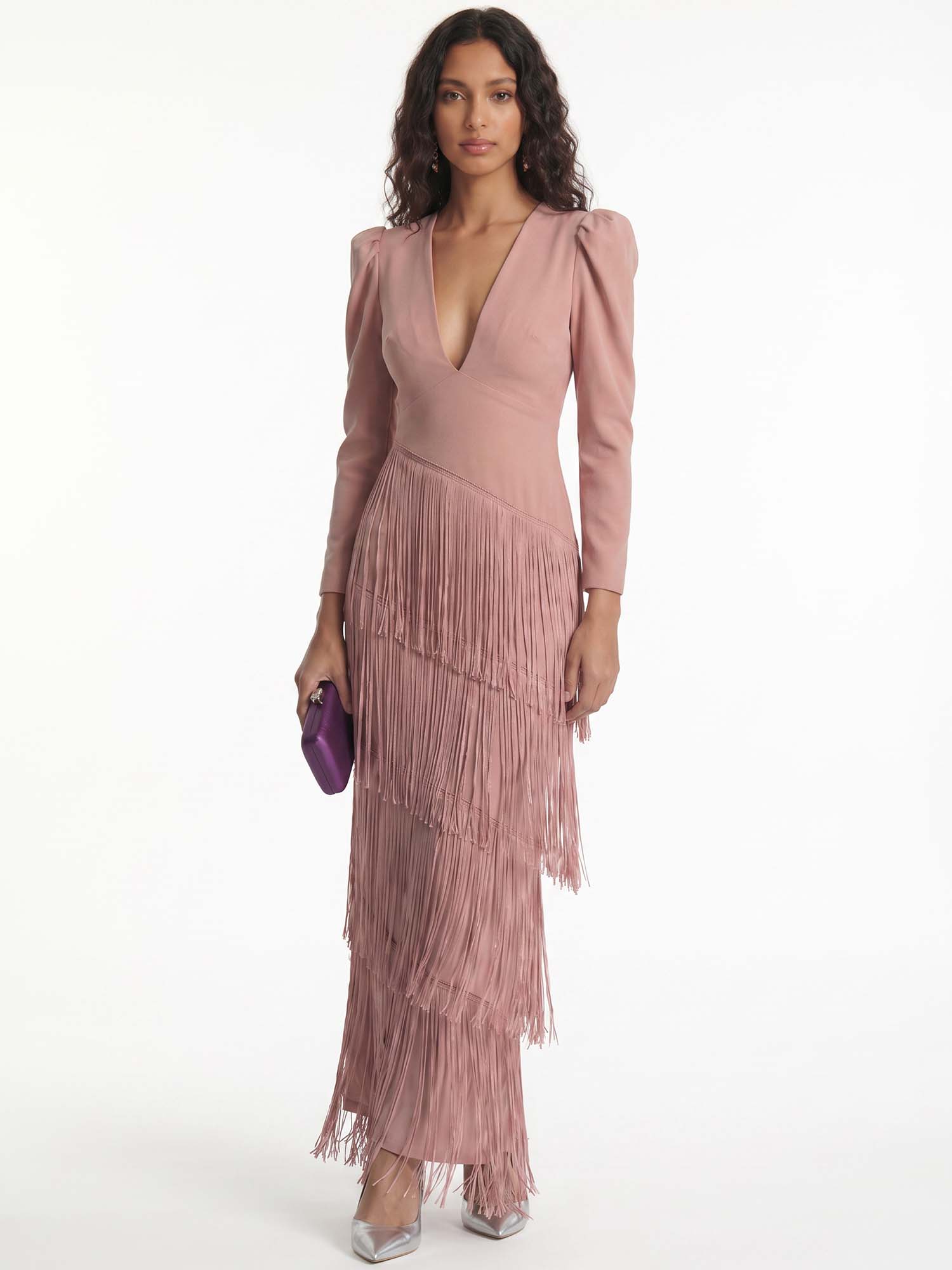 Layered Fringe Midi Dress