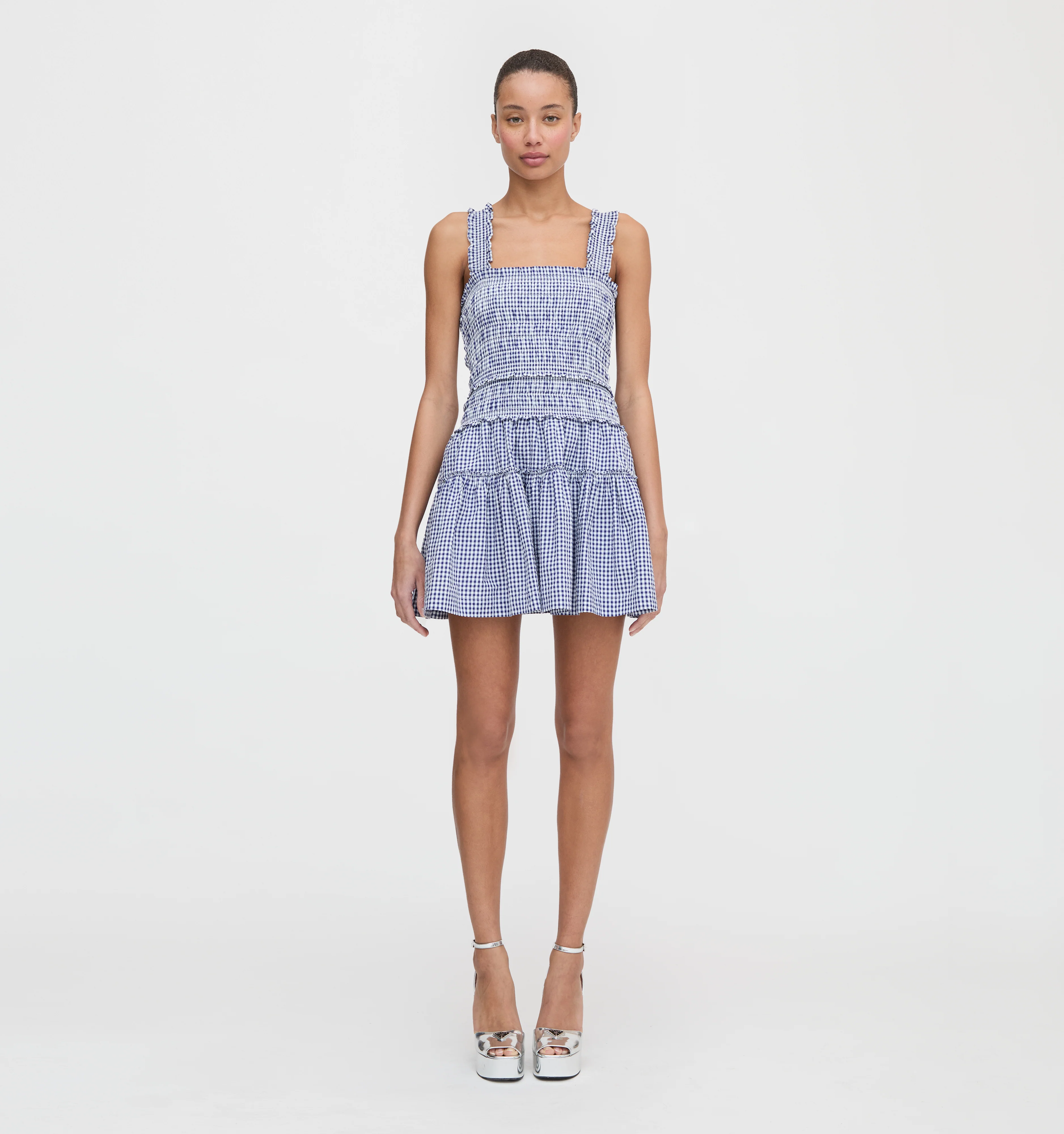 The Azalea Mini Nap Dress - Navy Gingham