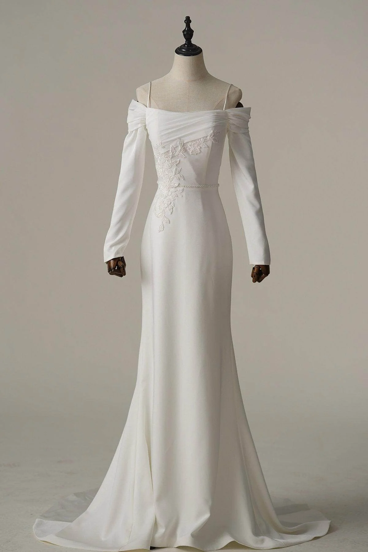 Trumpet-Mermaid Court Train Satin Wedding Dress CW3088