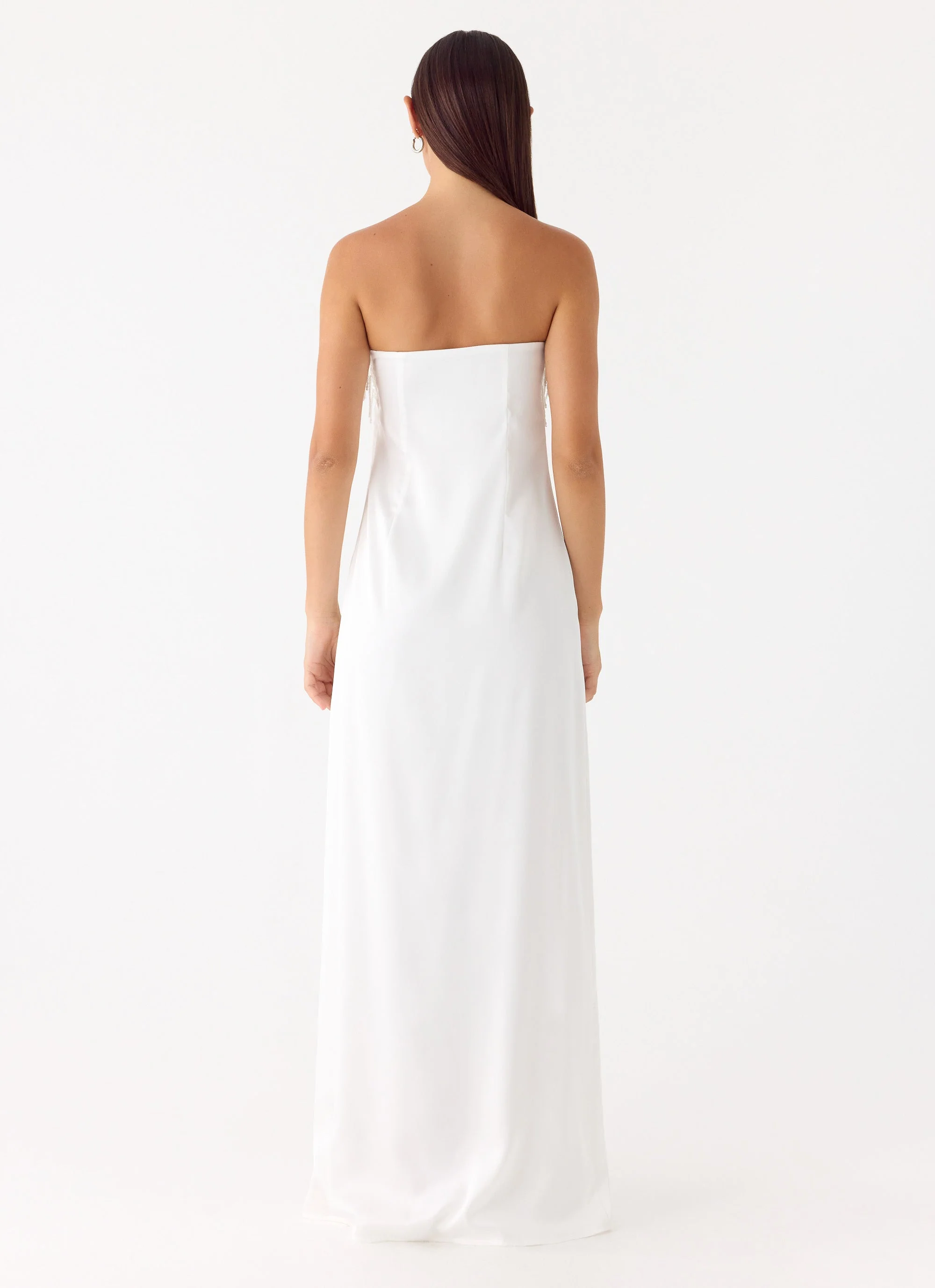 Miftie Beaded Sequin Maxi Dress - White - luluinthesky