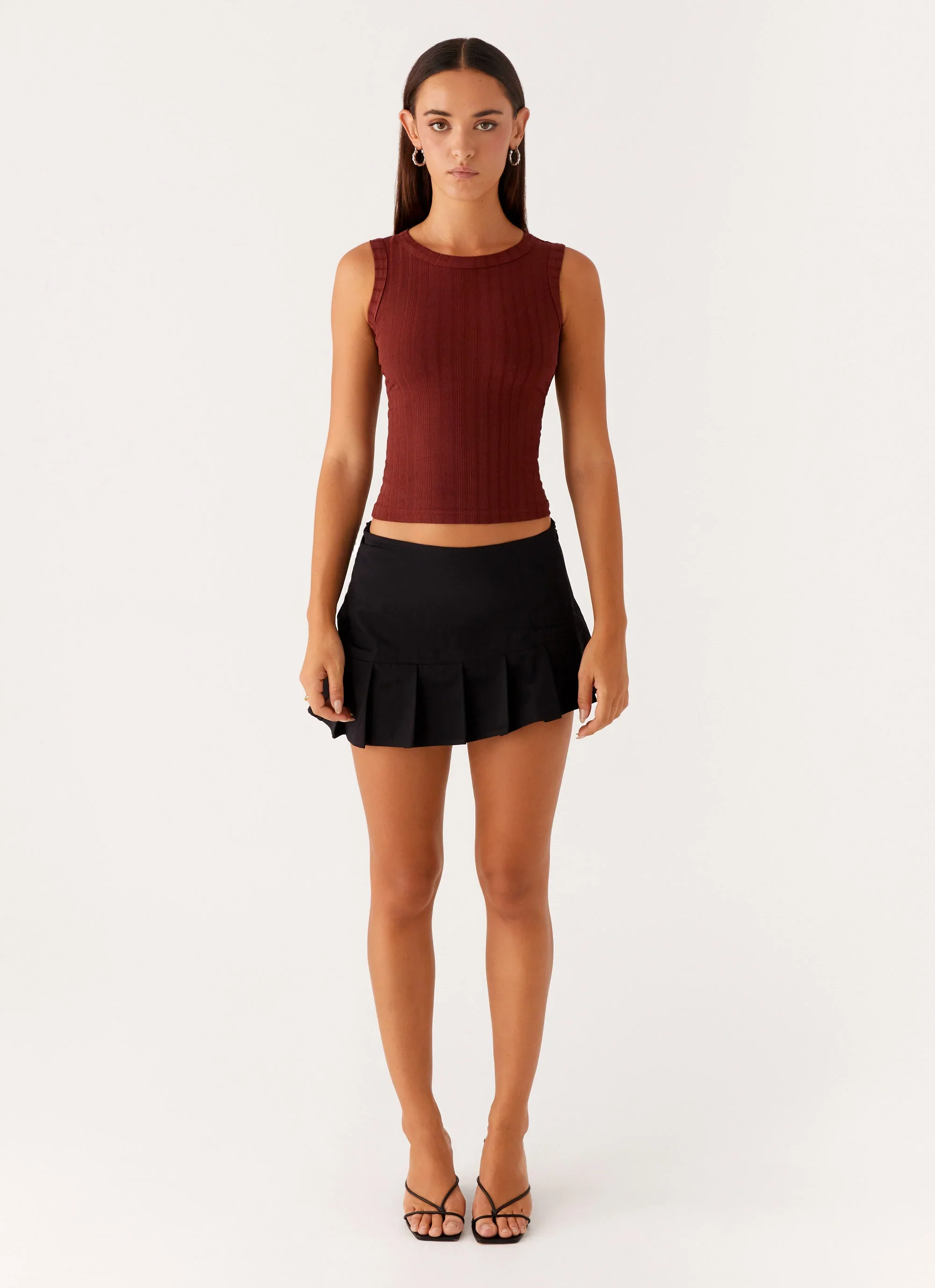 Malene Ribbed Top - Brown