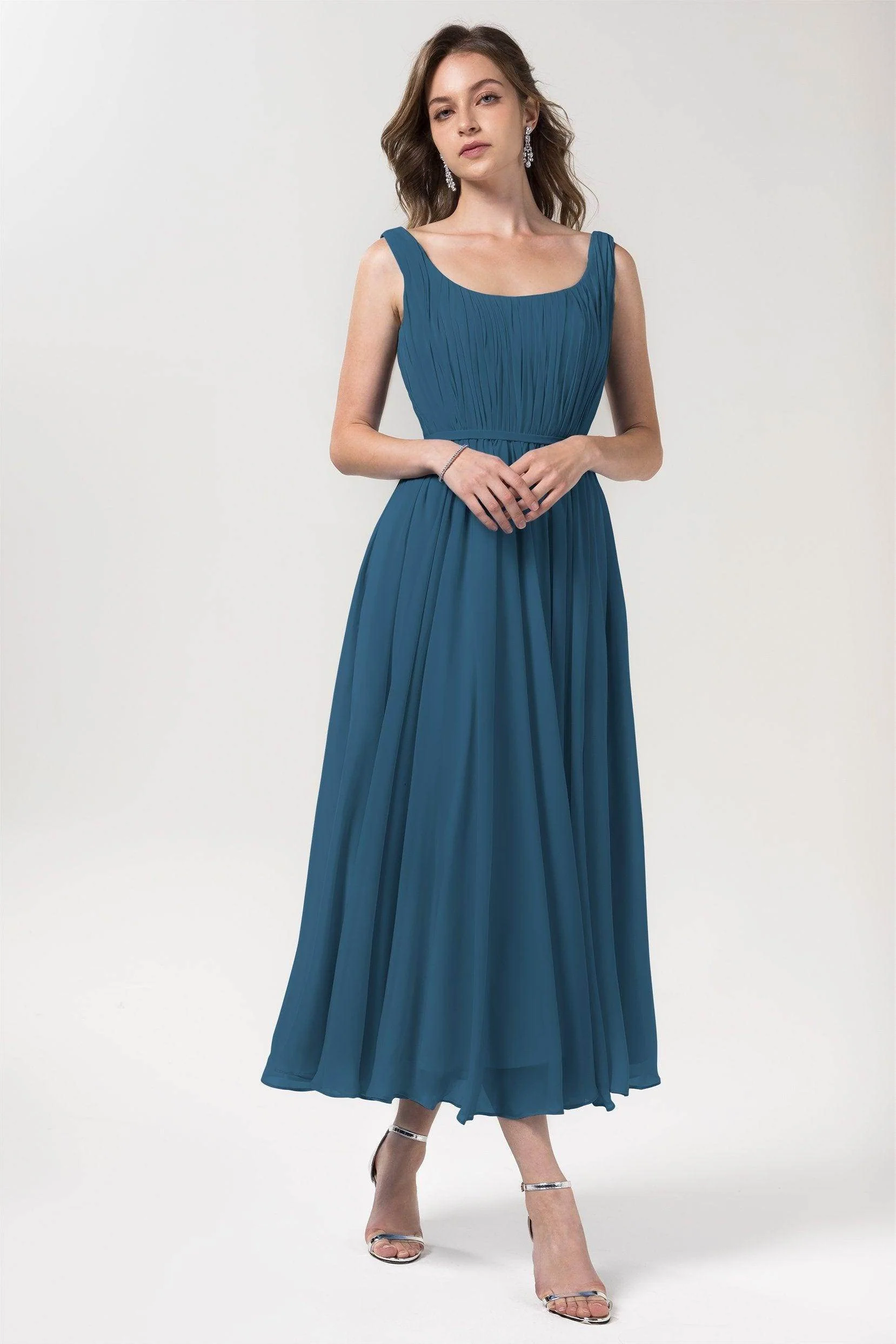 A-Line Tea Length Chiffon Bridesmaid Dress CB0555