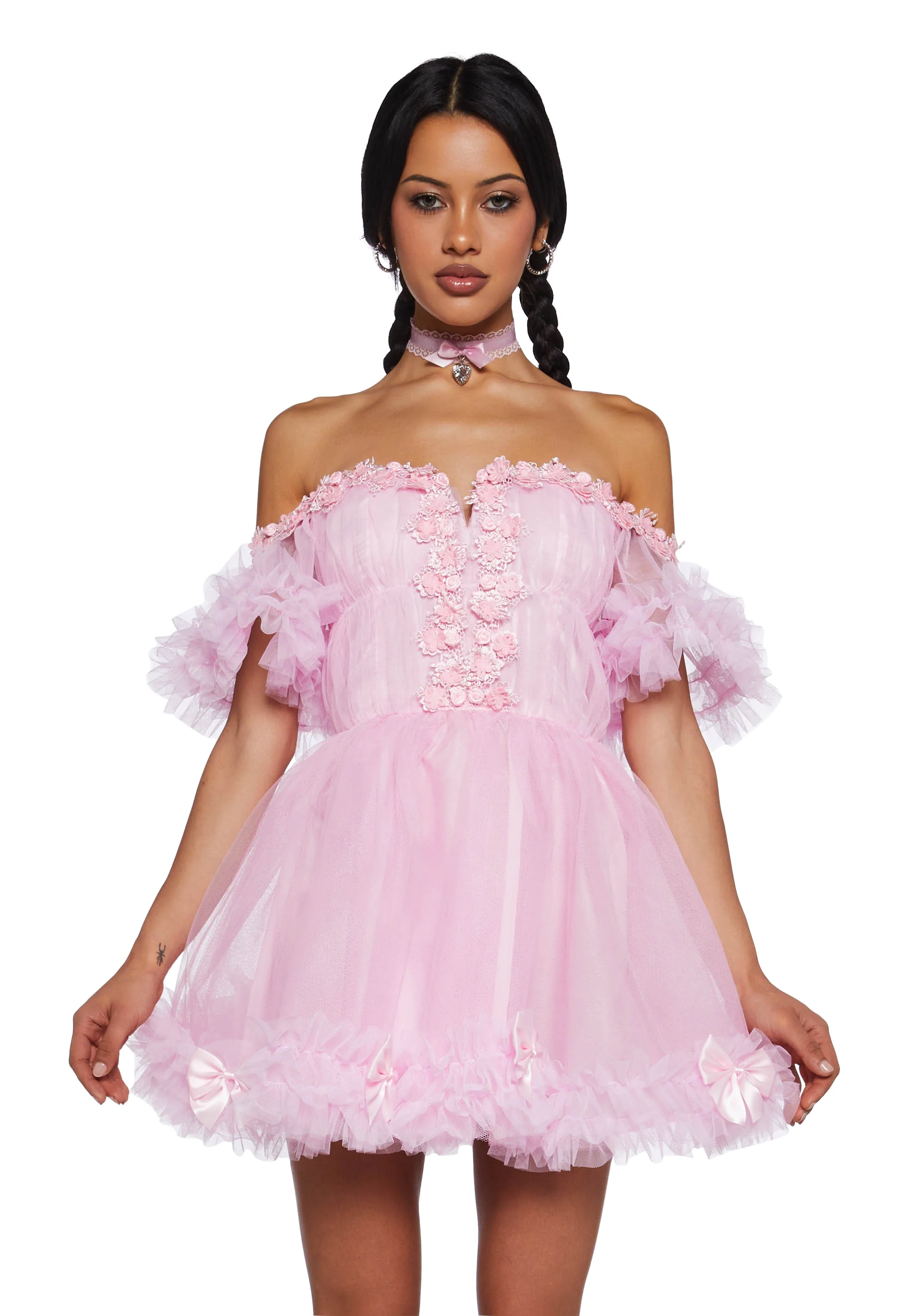 Winter Rose Mini Dress - Pink