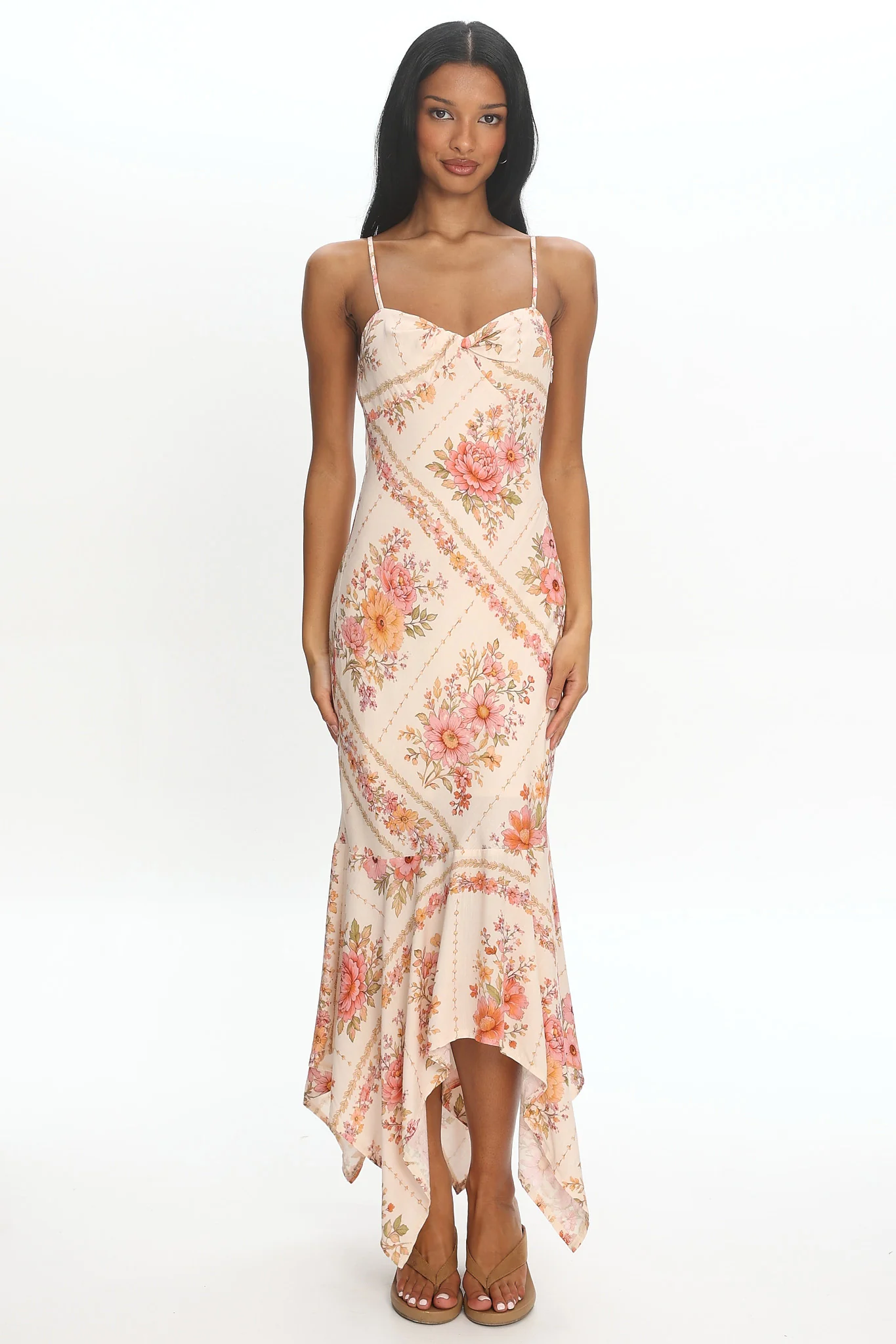 Rosalind Twist-Front Handkerchief Dress Pink