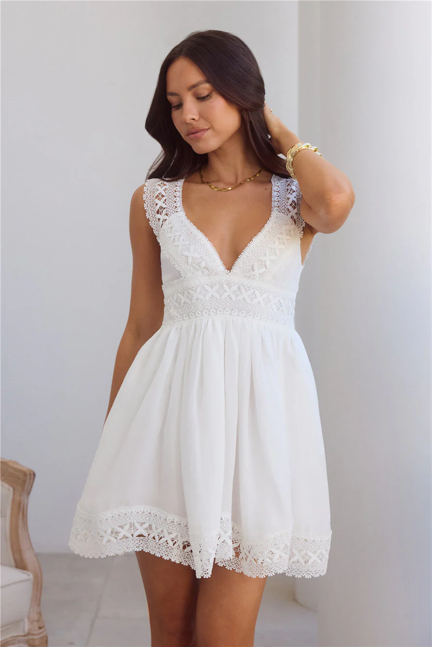Beautiful Beginnings Mini Dress White - luluinthesky