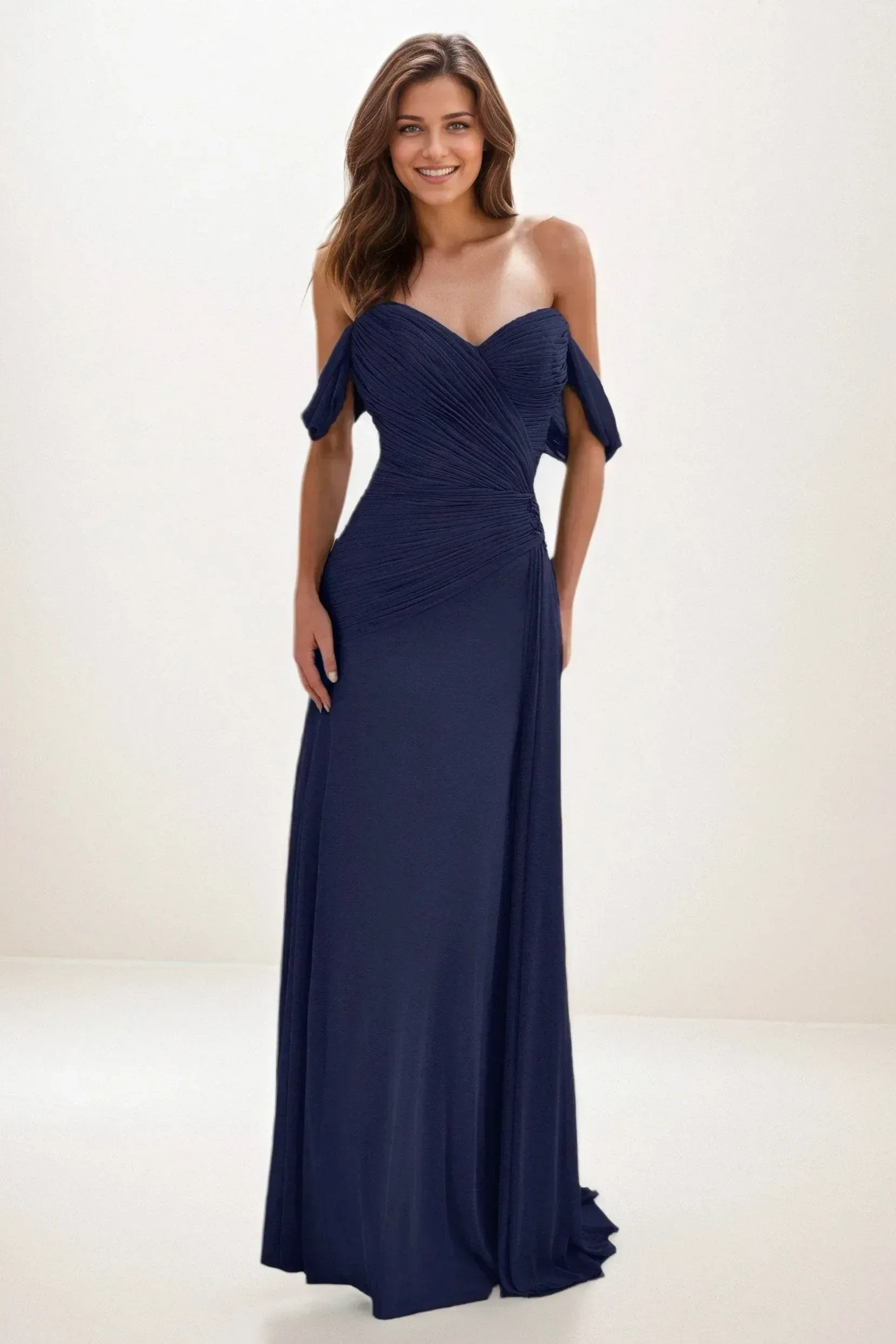 Sheath-Column Maxi Chiffon Wedding Guest Dress CG0288