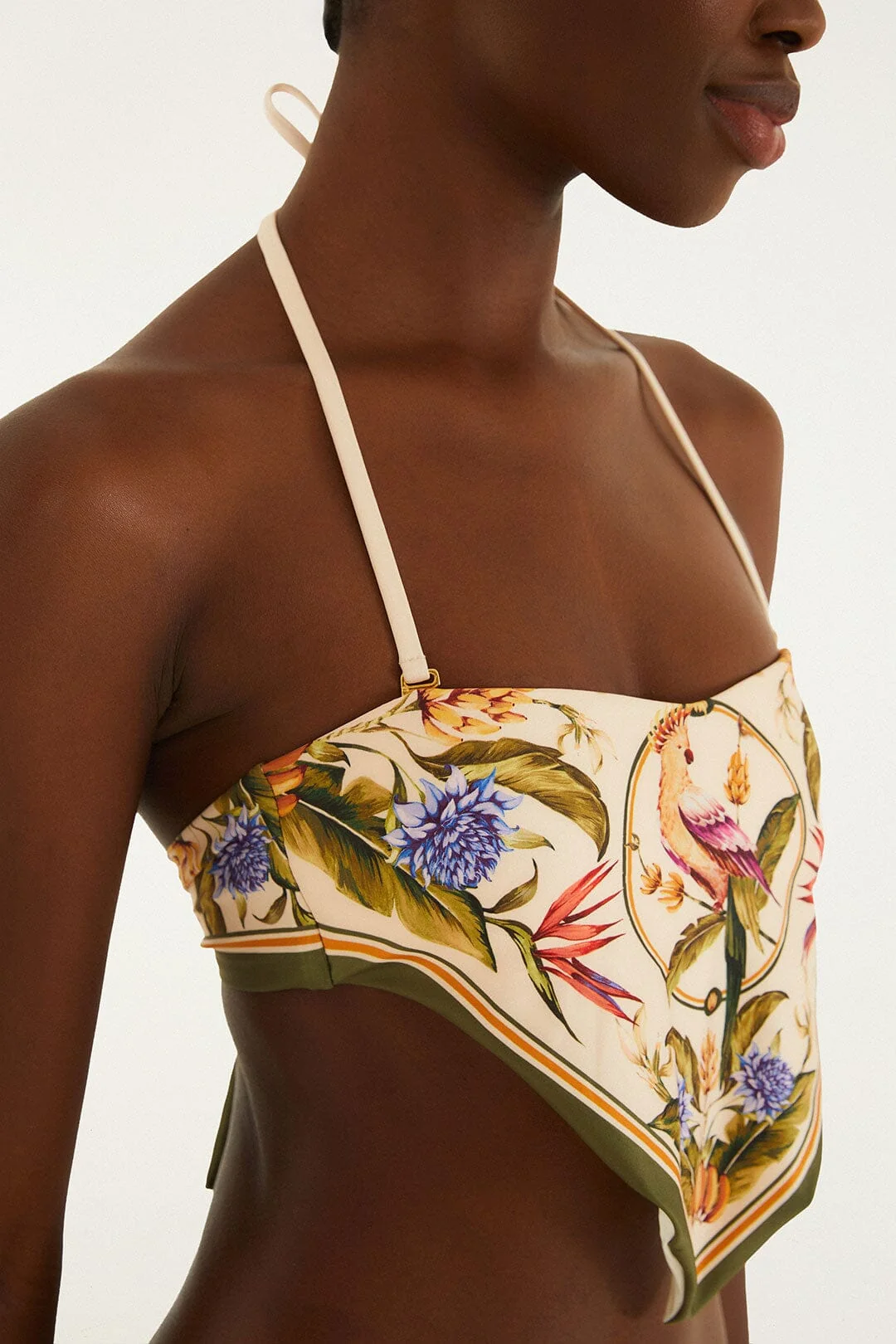 Light Blush Strelitzia Cropped Bikini Top
