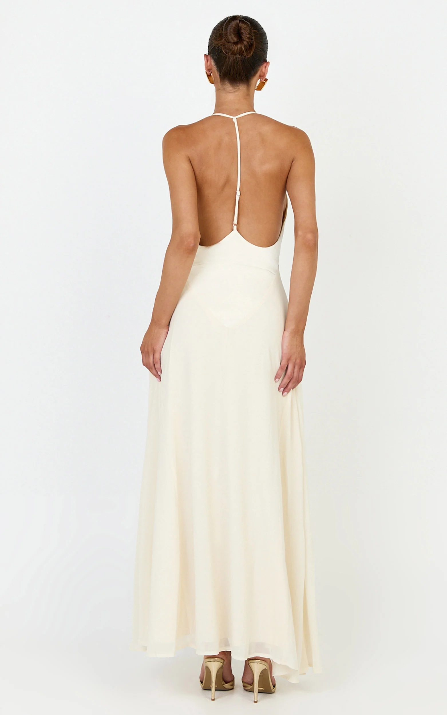 Skye Midi Dress - Deep V Neck Shift Dress in Butter