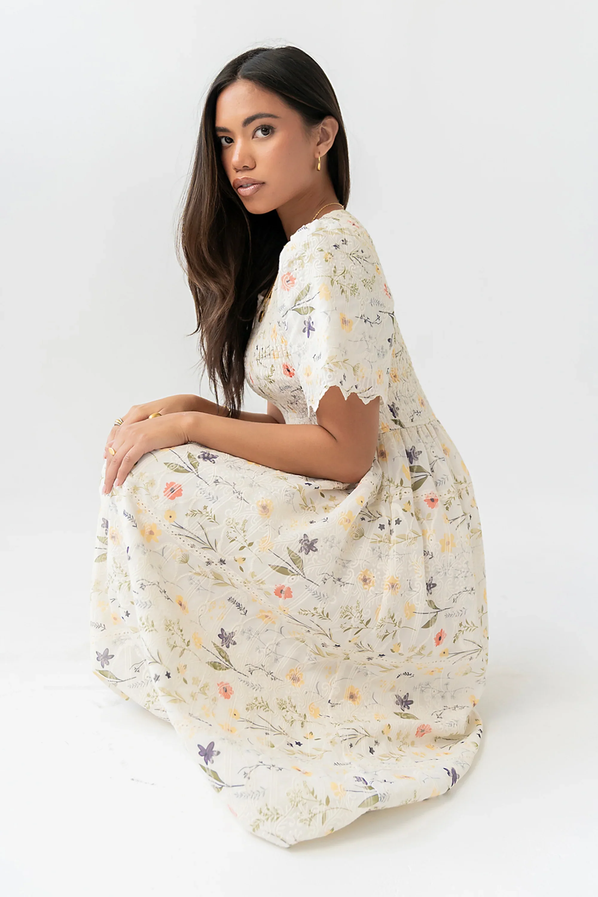 Aurelia Smocked Floral Midi Dress