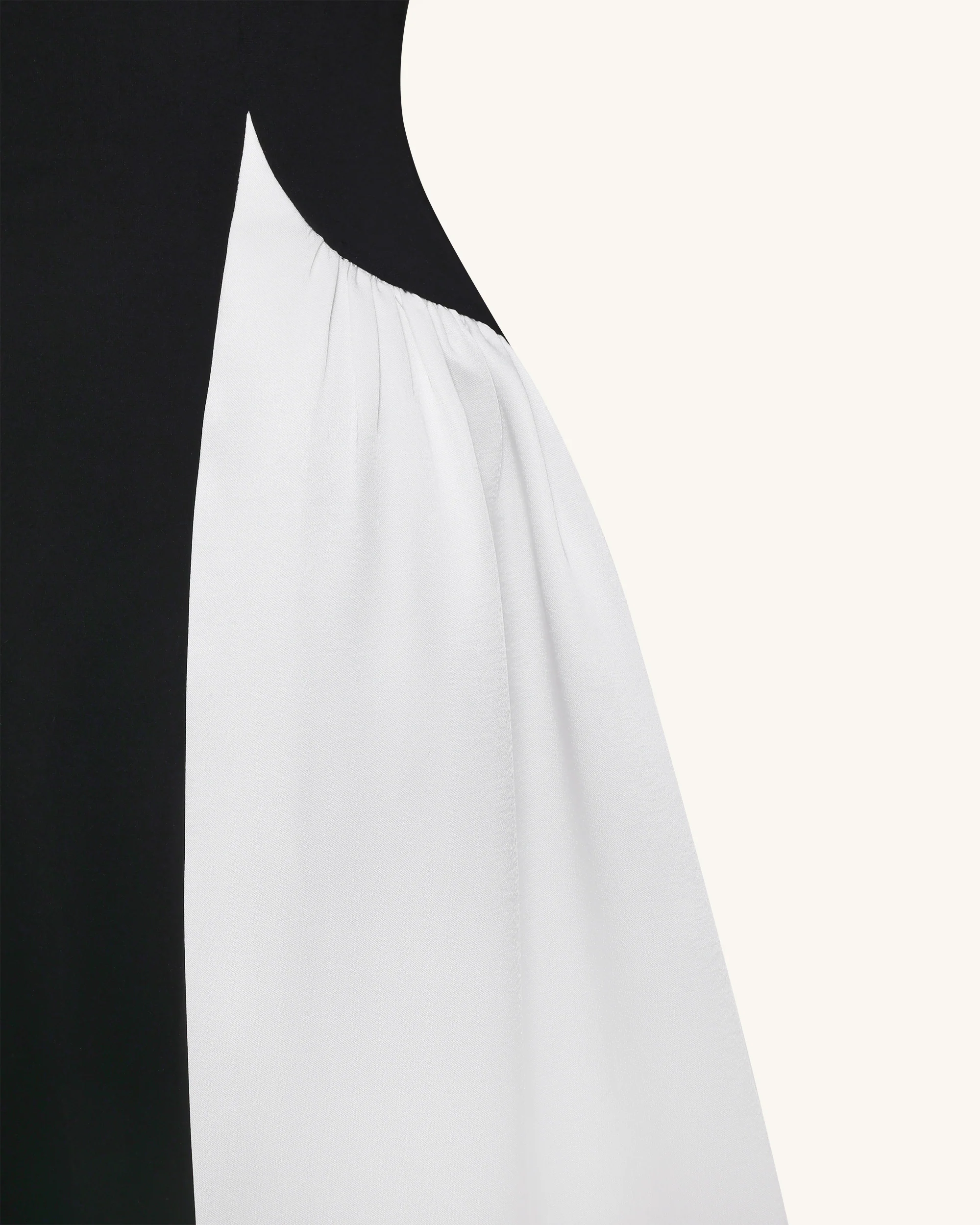 Monochrome Paneled Strapless Sculptural Maxi Dress - Black - FASHION NOB