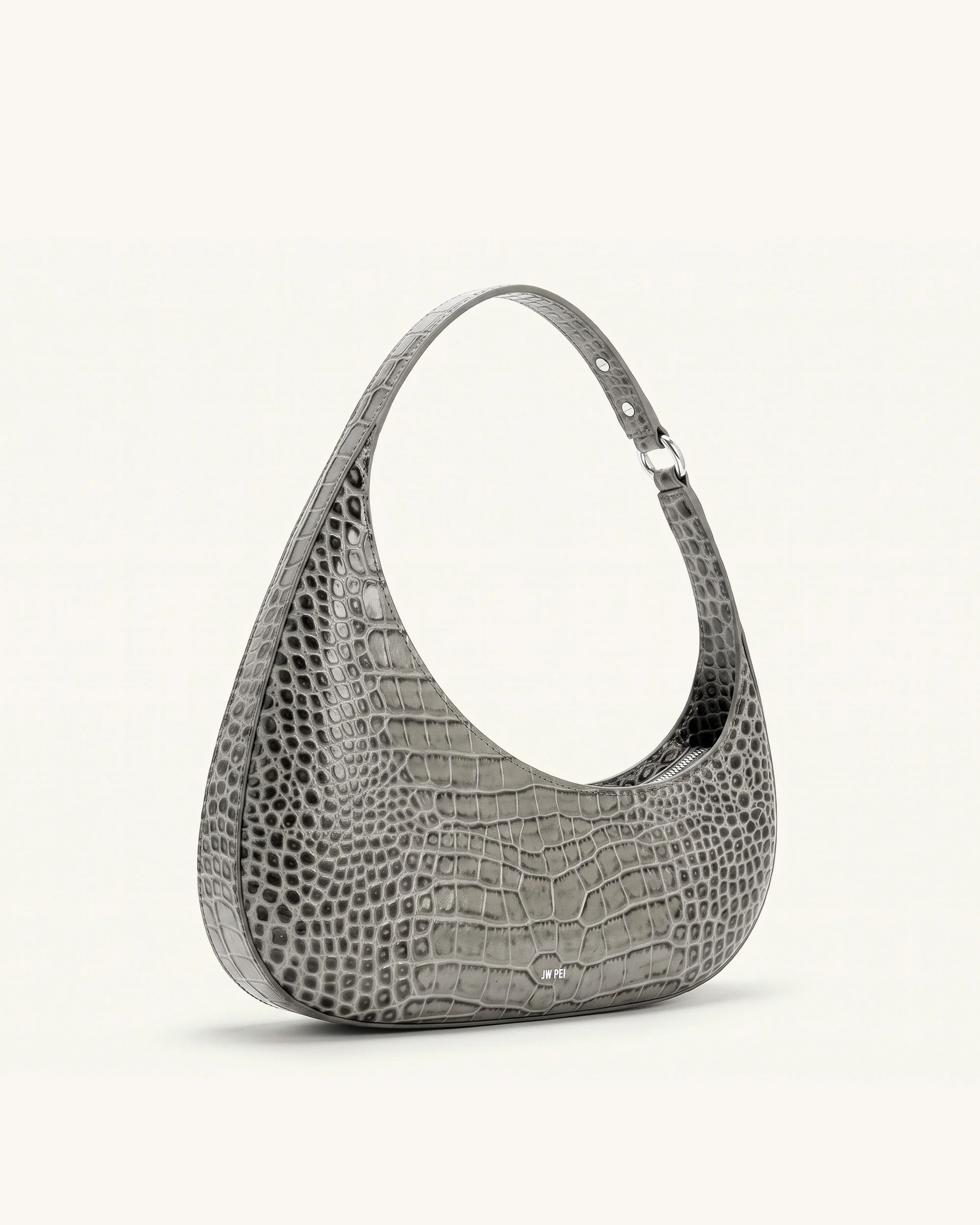 Harlee Shoulder Bag - Light Grey Croc
