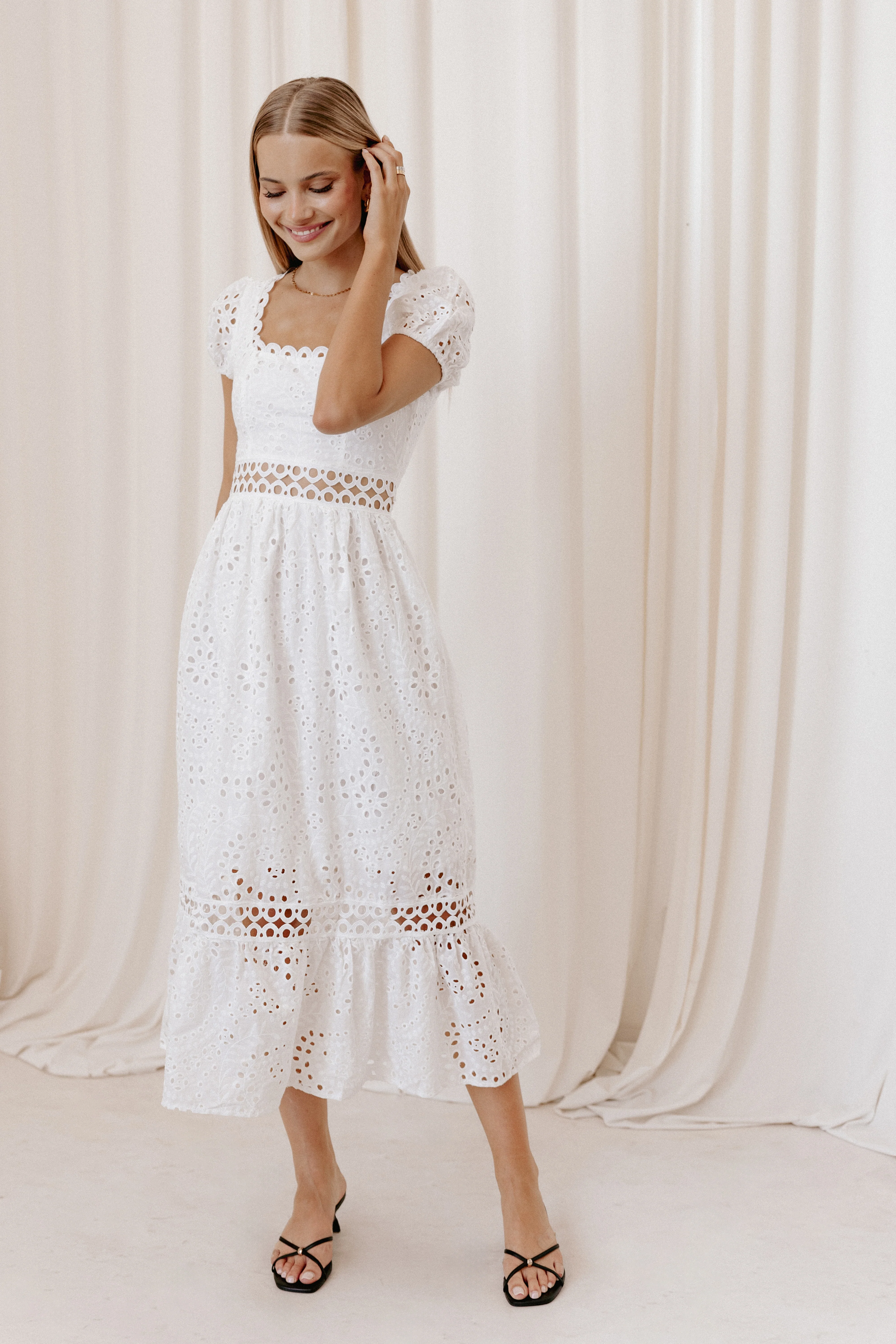 Melania Midi Dress - White