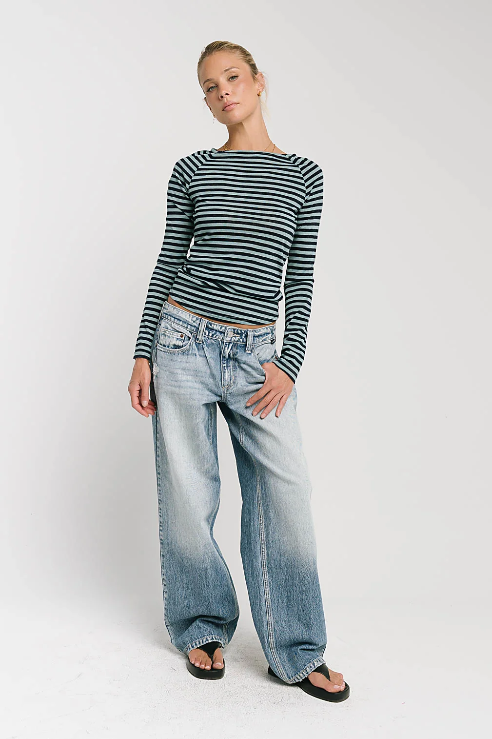 Lyza Striped Top in Blue
