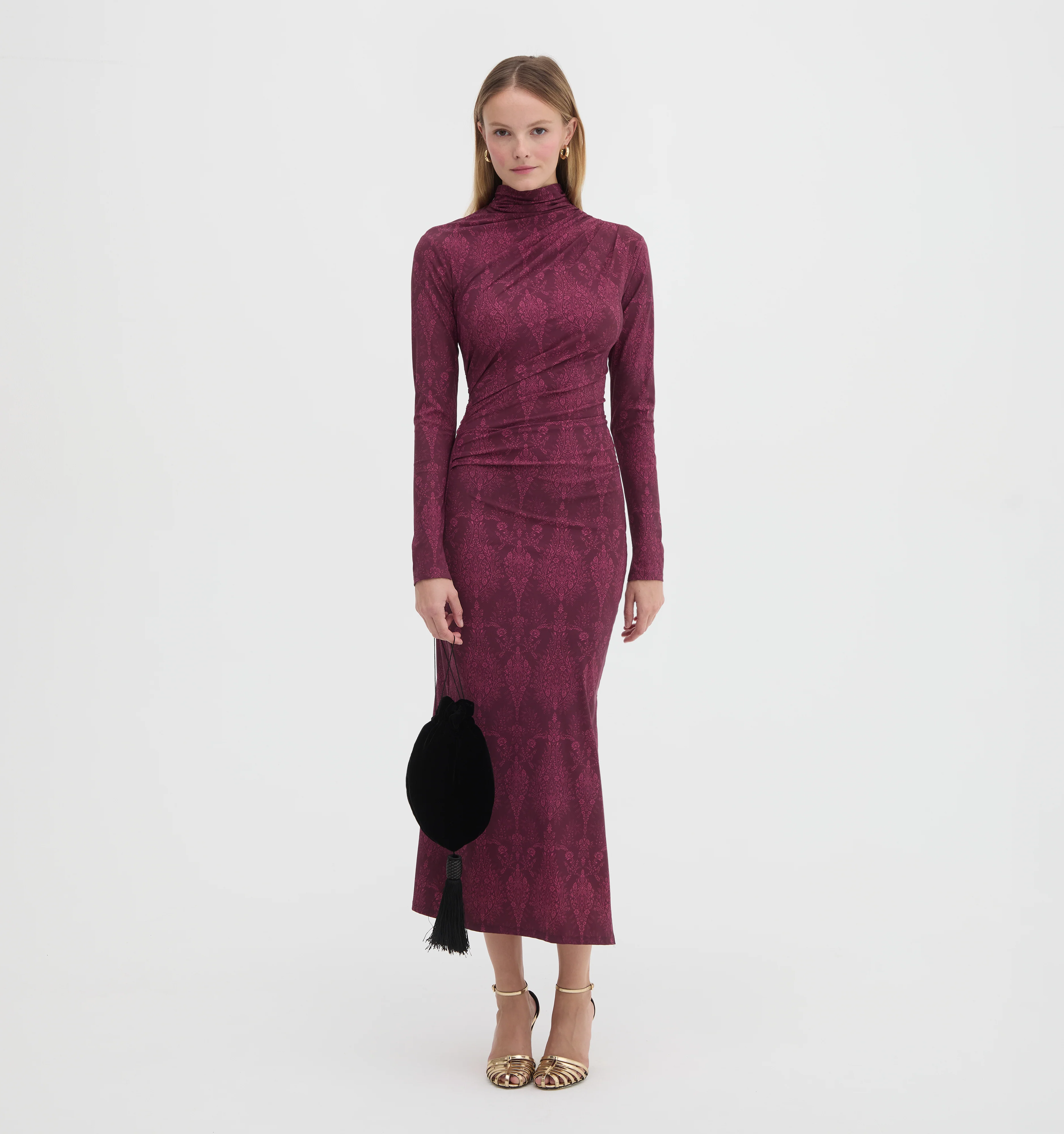 The Rizzo Dress - Plum Damask