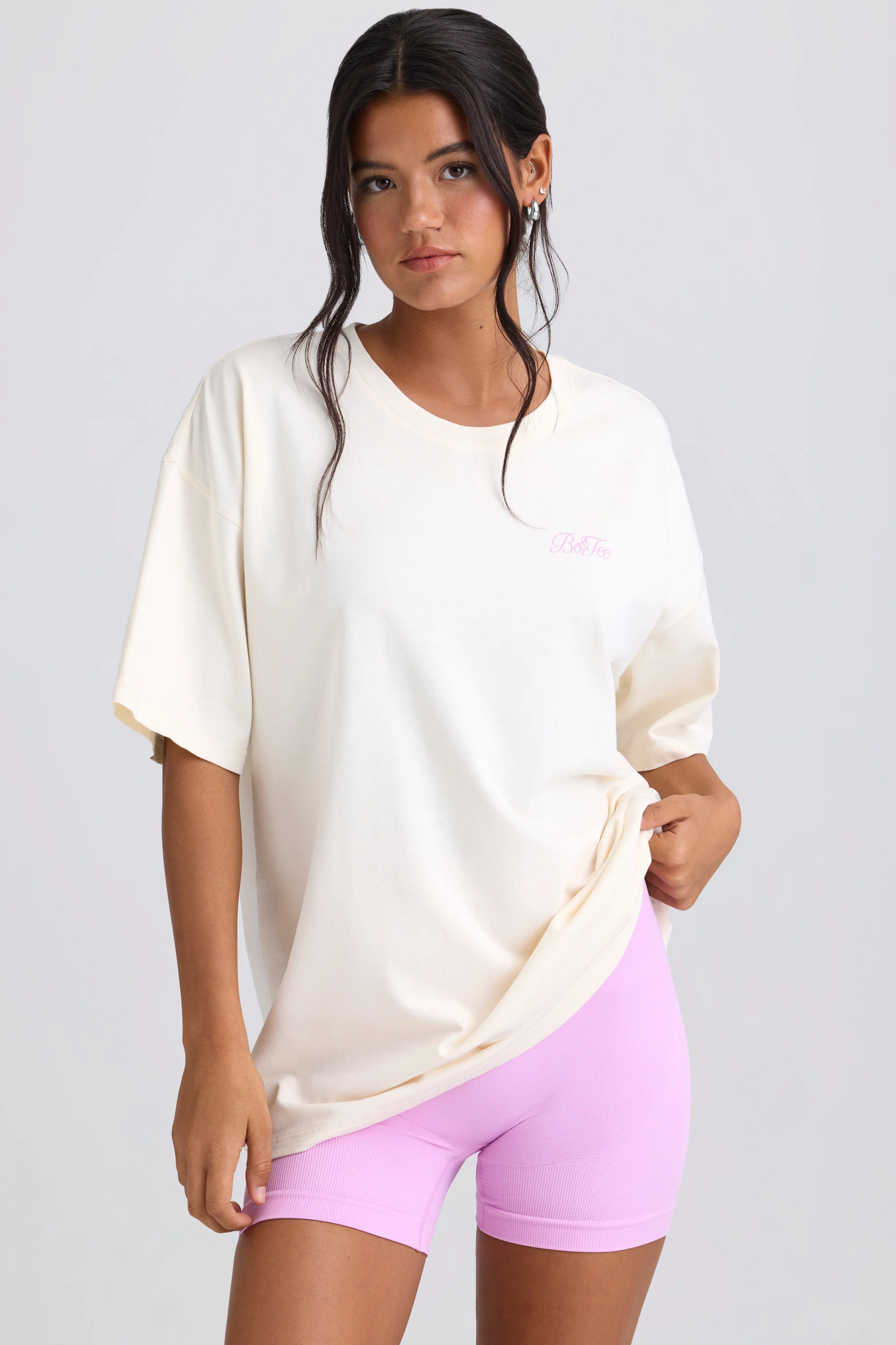 Oversized Short-Sleeve T-Shirt in Egg Shell