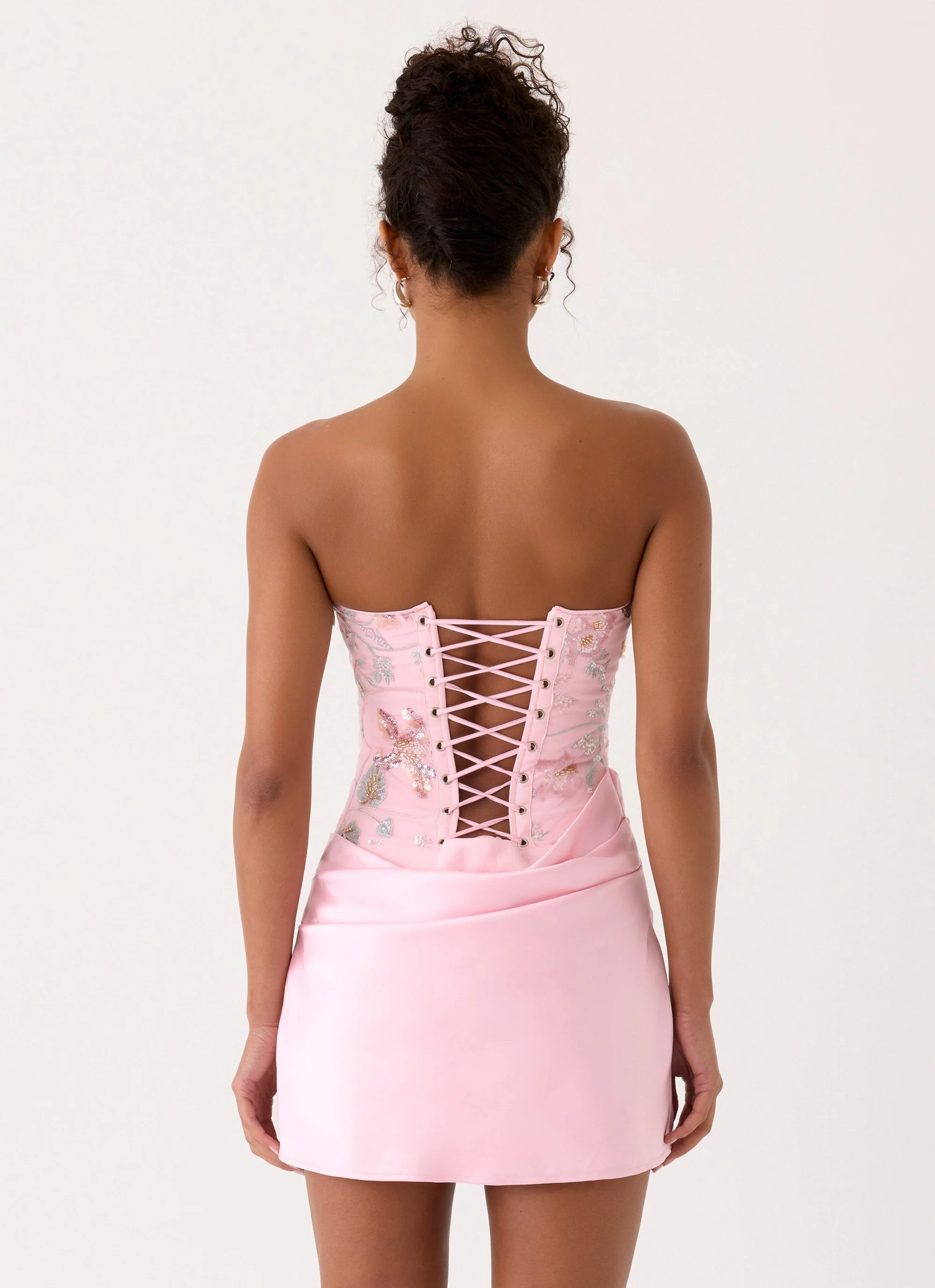Angelique Beaded Mini Dress - Pink Everbloom