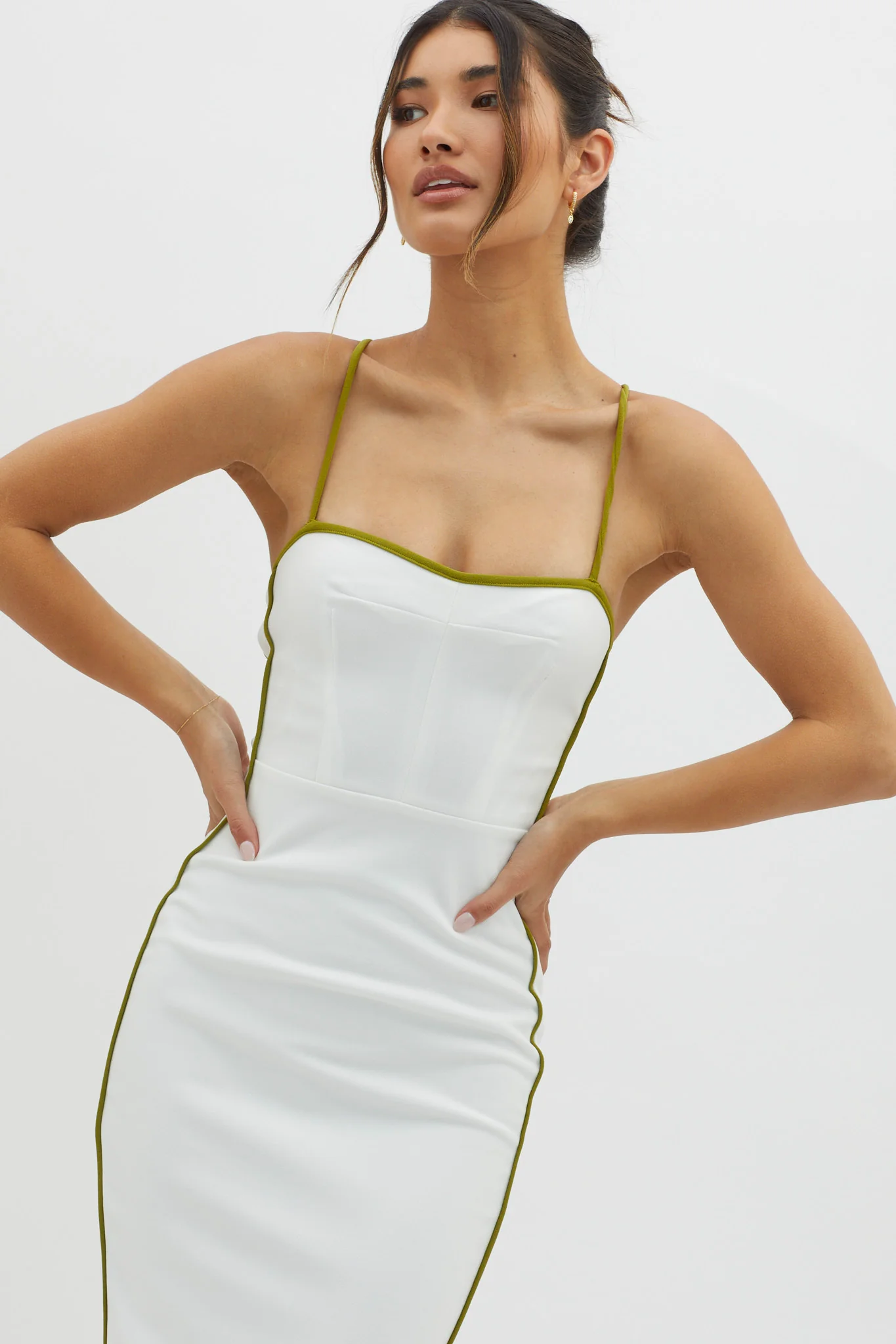 Future Awaits Lace-Up Back Midi Dress White