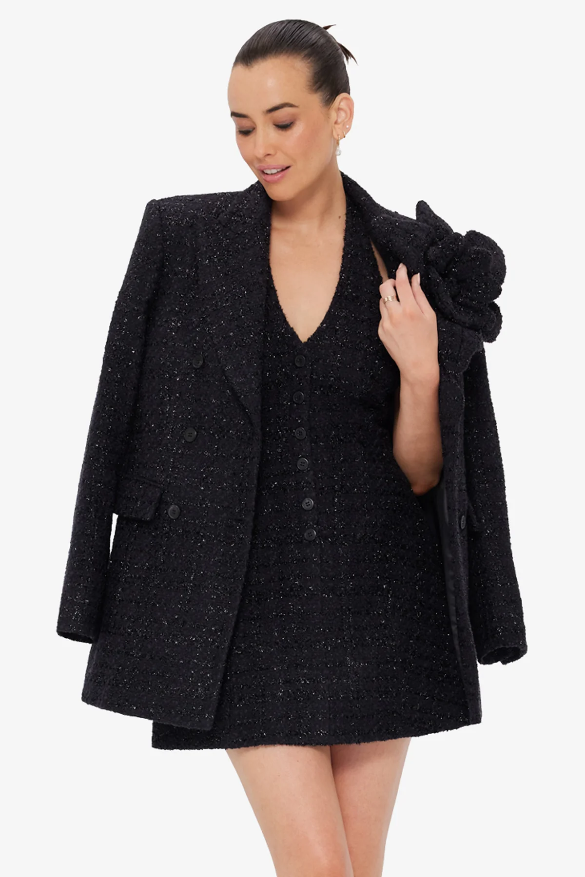 Jazlyn Tweed Blazer - Ebony