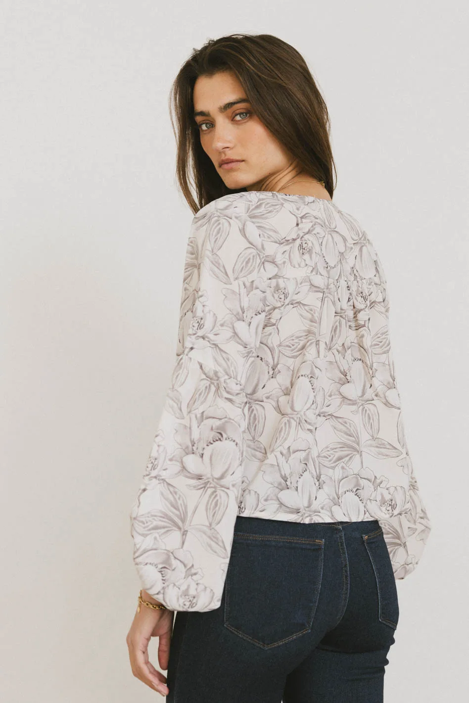 Isa Floral Blouse in Cream