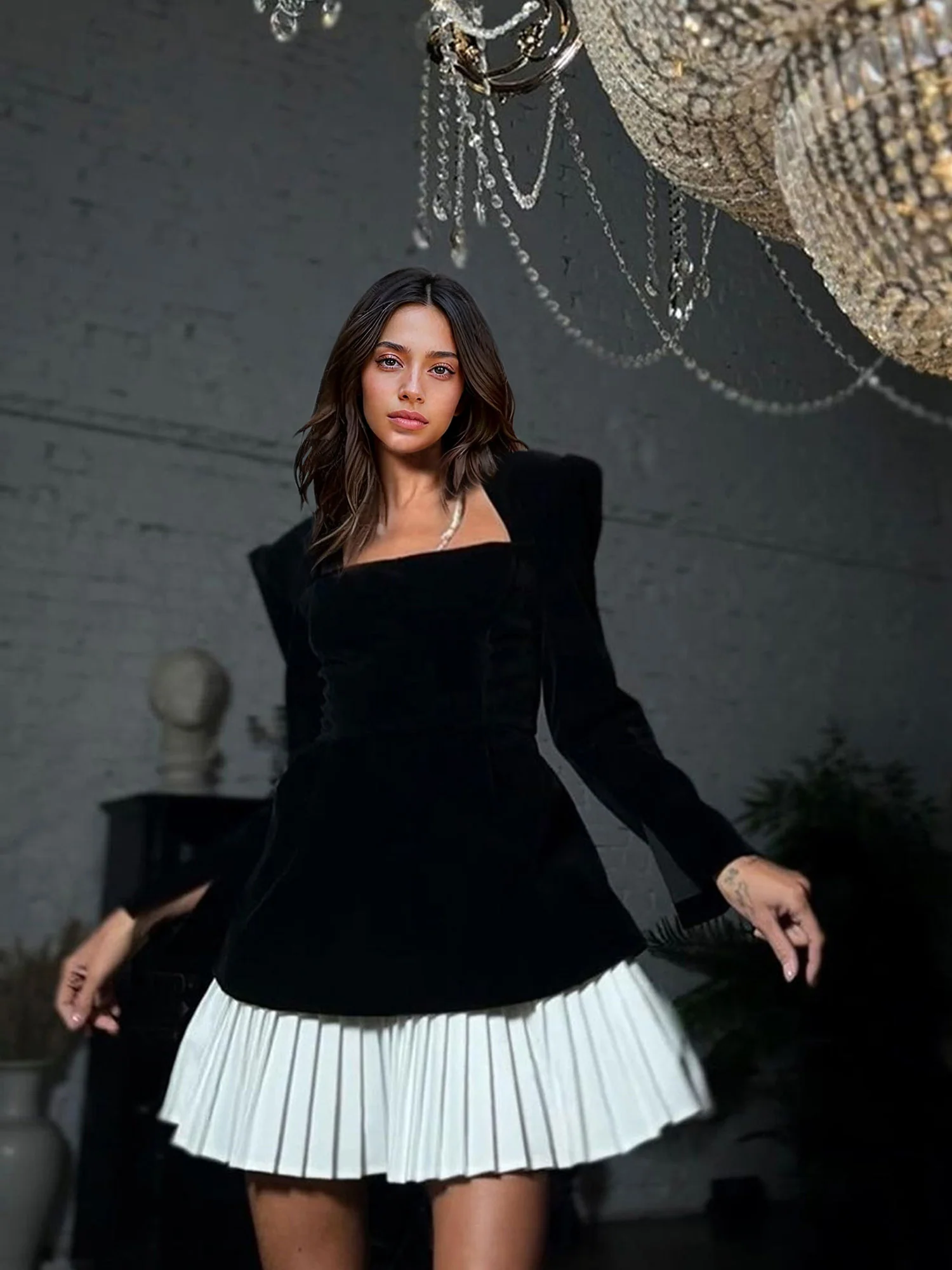 Pleated Mini Dress Set