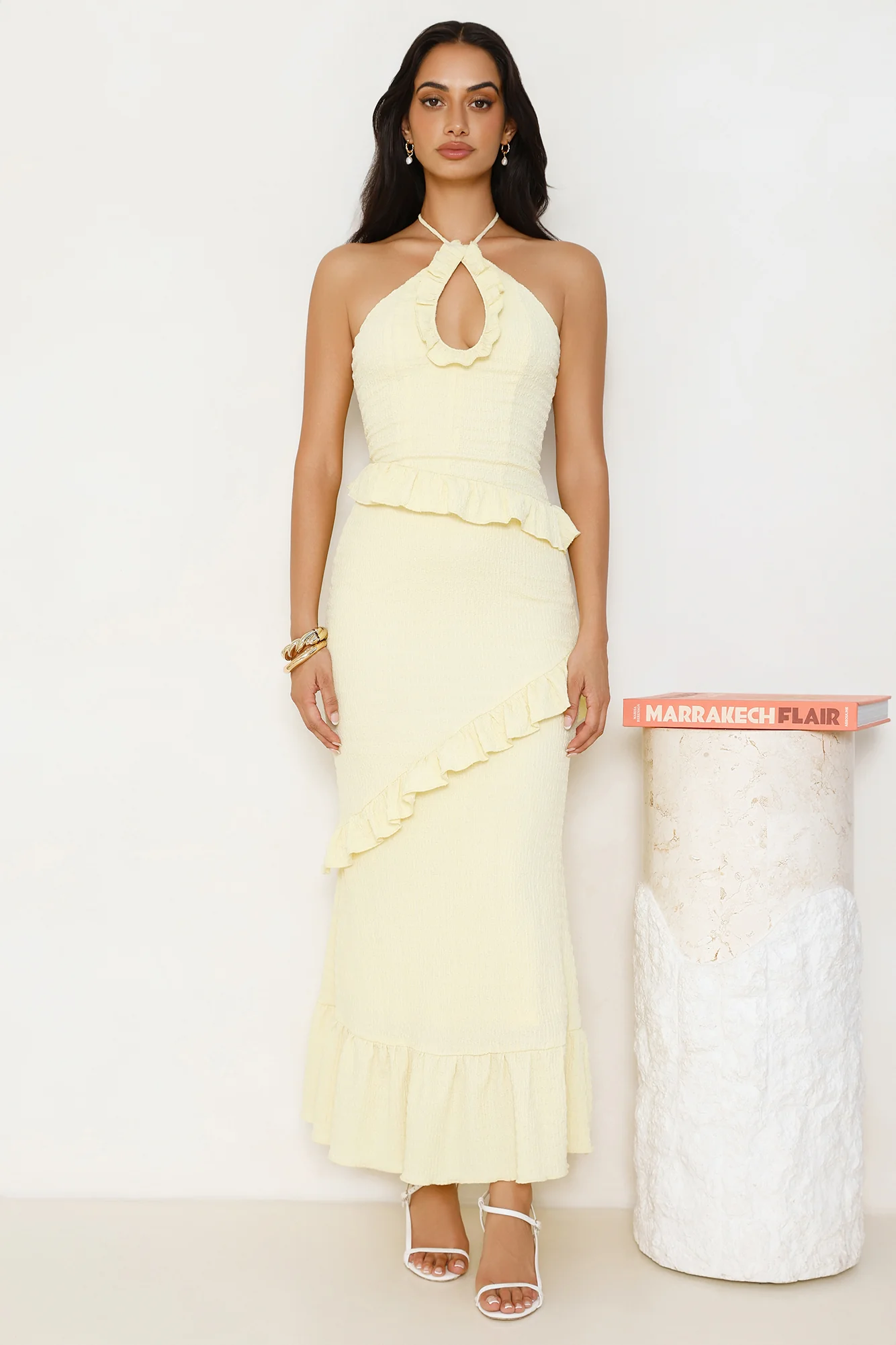Mango Mojito Halter Maxi Dress Yellow
