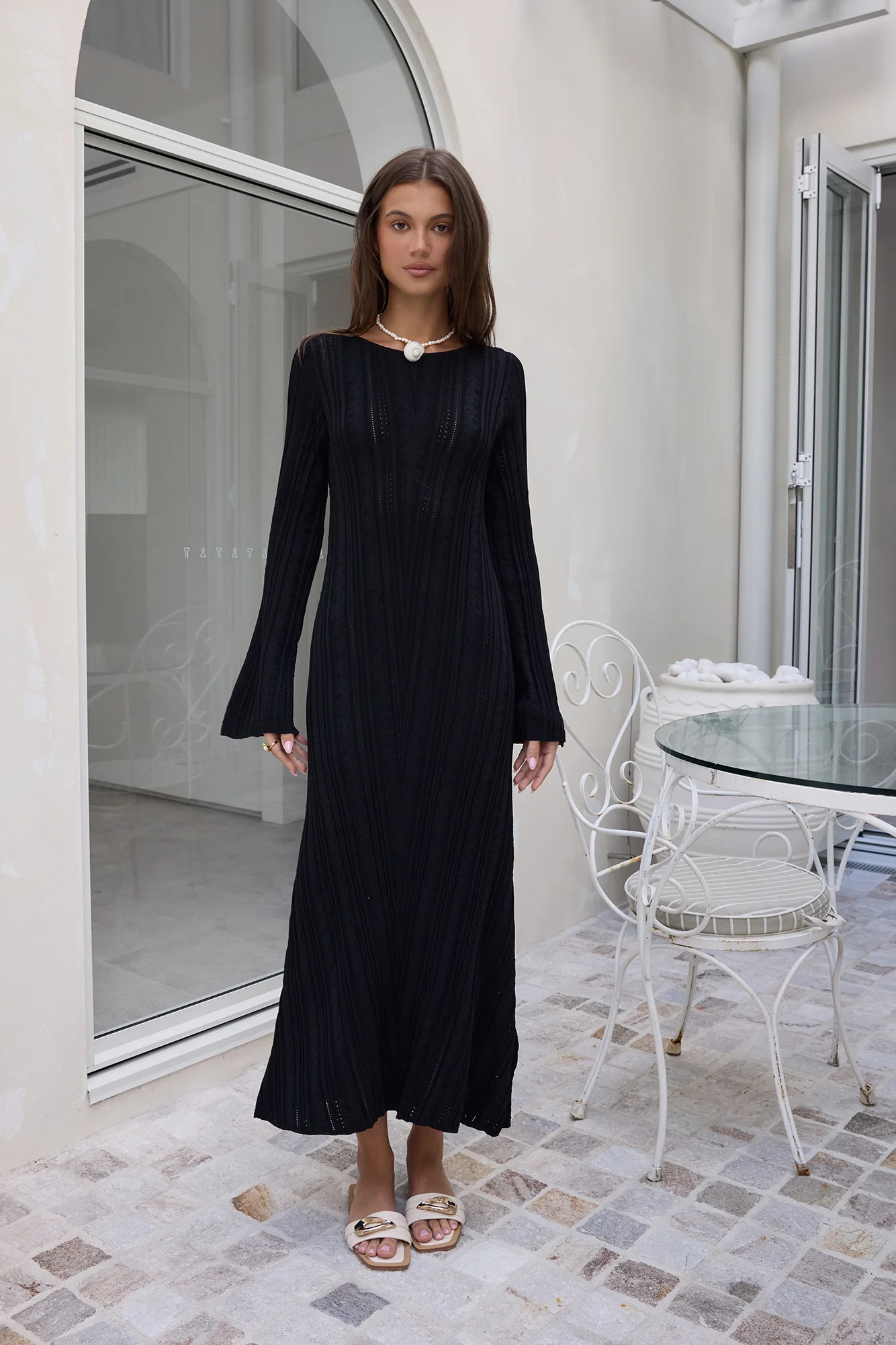 Love On Holidays Long Sleeve Maxi Dress Black