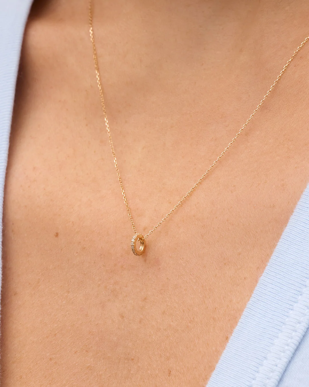 14K Diamond Pav�� Halo Charm Necklace