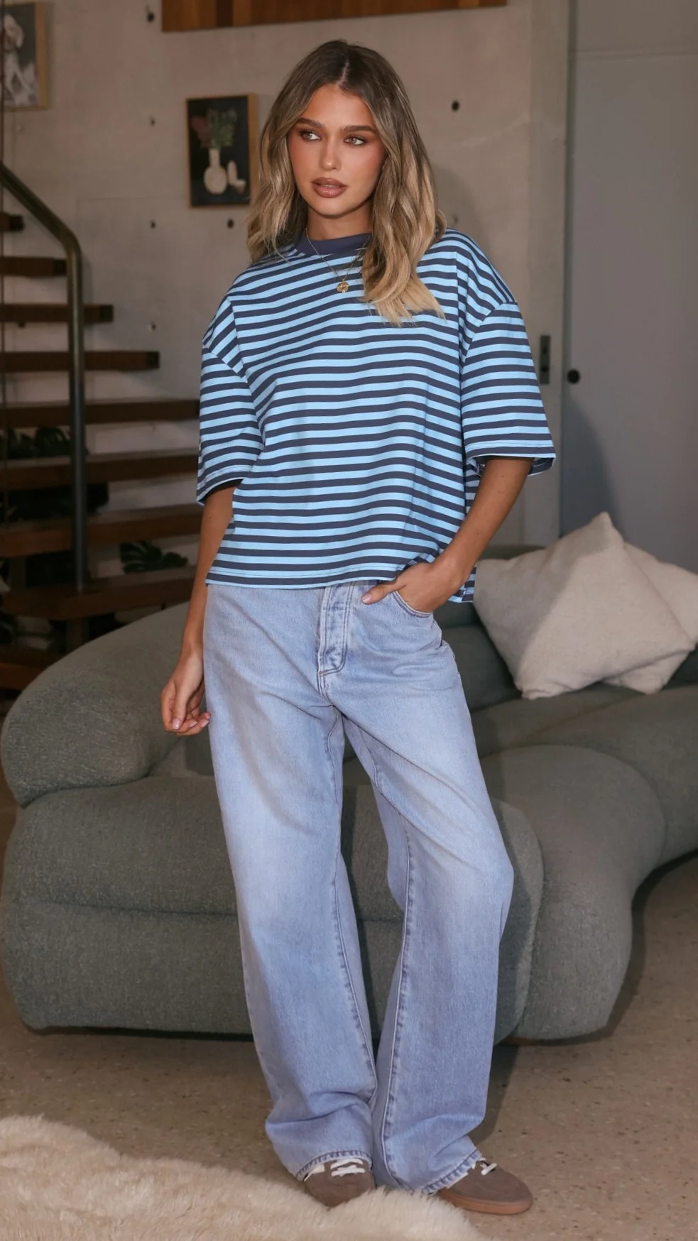 Paige Tee - Blue Stripe