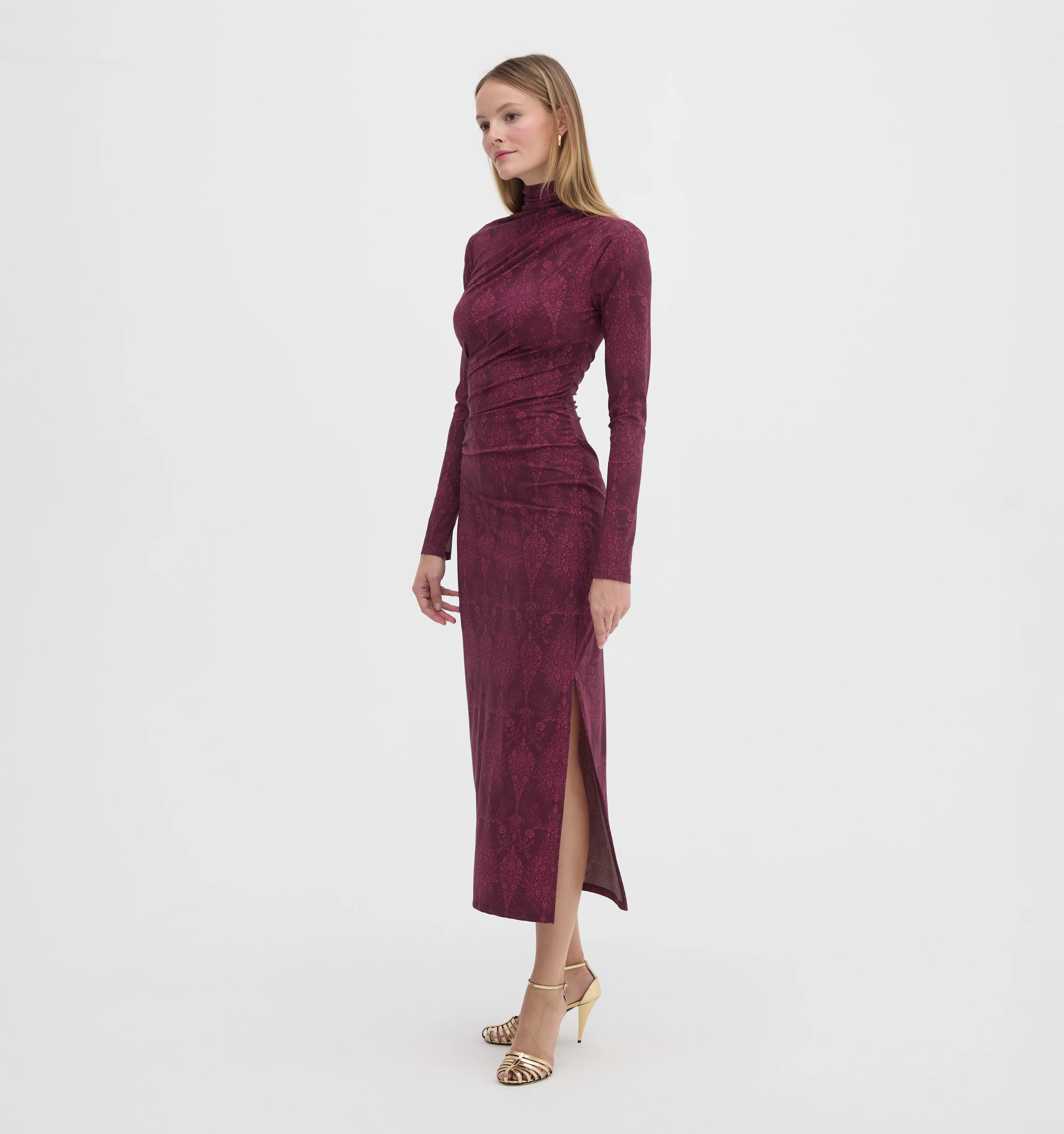 The Rizzo Dress - Plum Damask