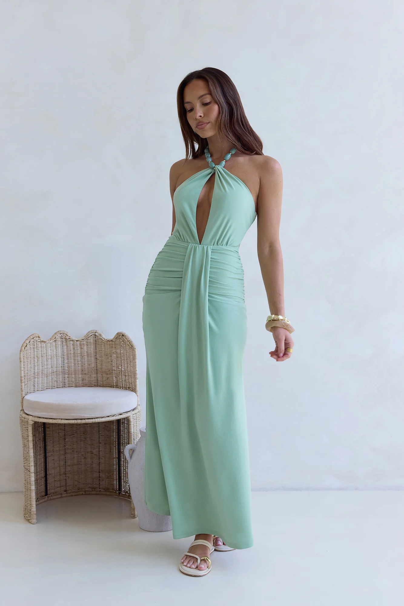 From The Heart Halter Maxi Dress Green