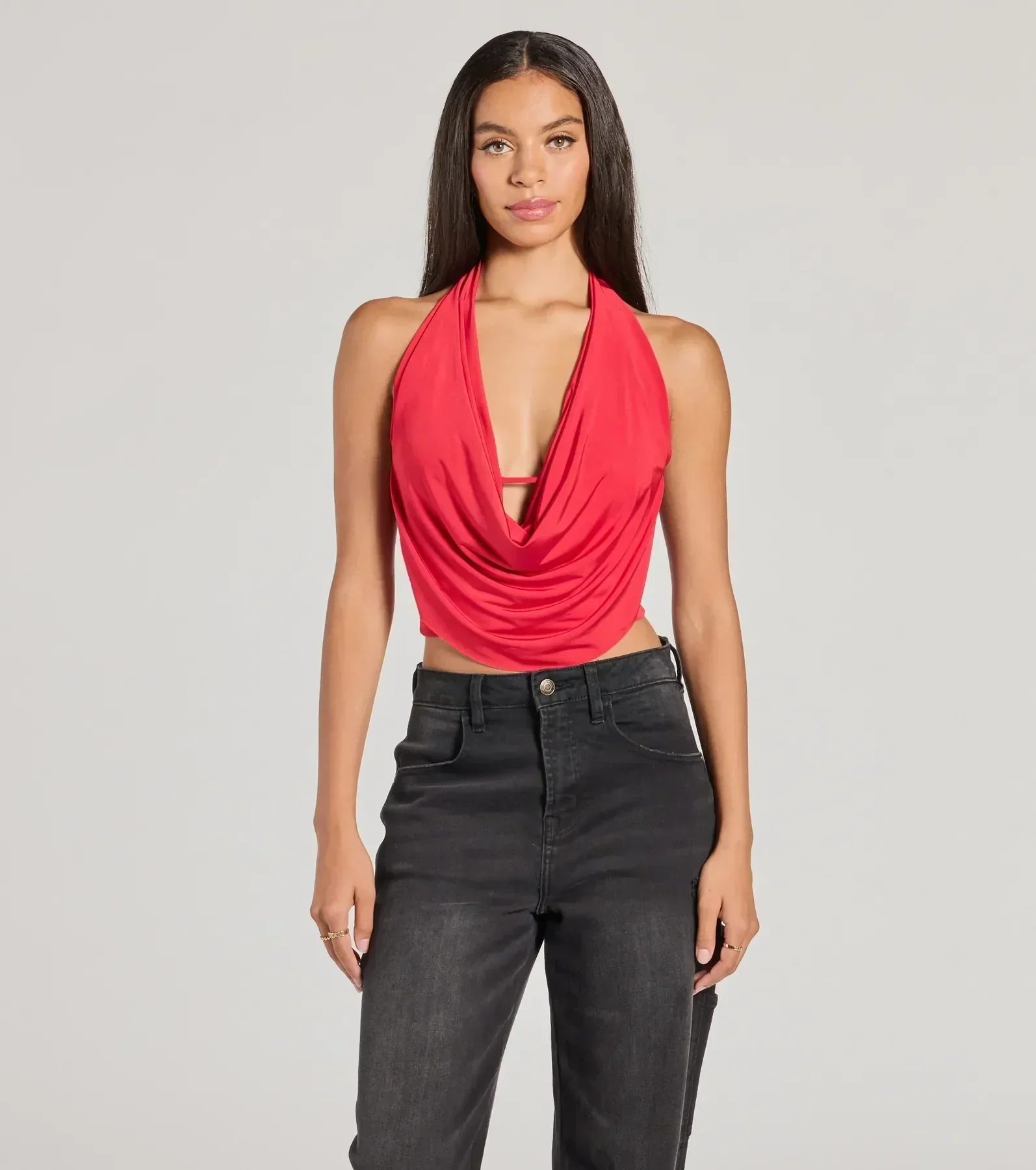 Take The Plunge Sleeveless Halter Crop Top - luluinthesky
